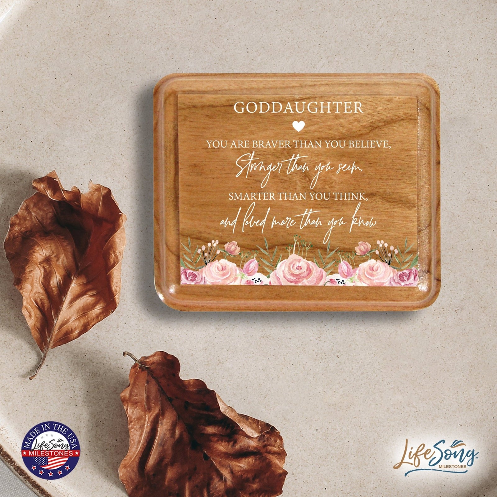 Modern Keepsake Box Inspirational Quotes for Goddaughter 3.5x3 Always Remember - LifeSong Milestones