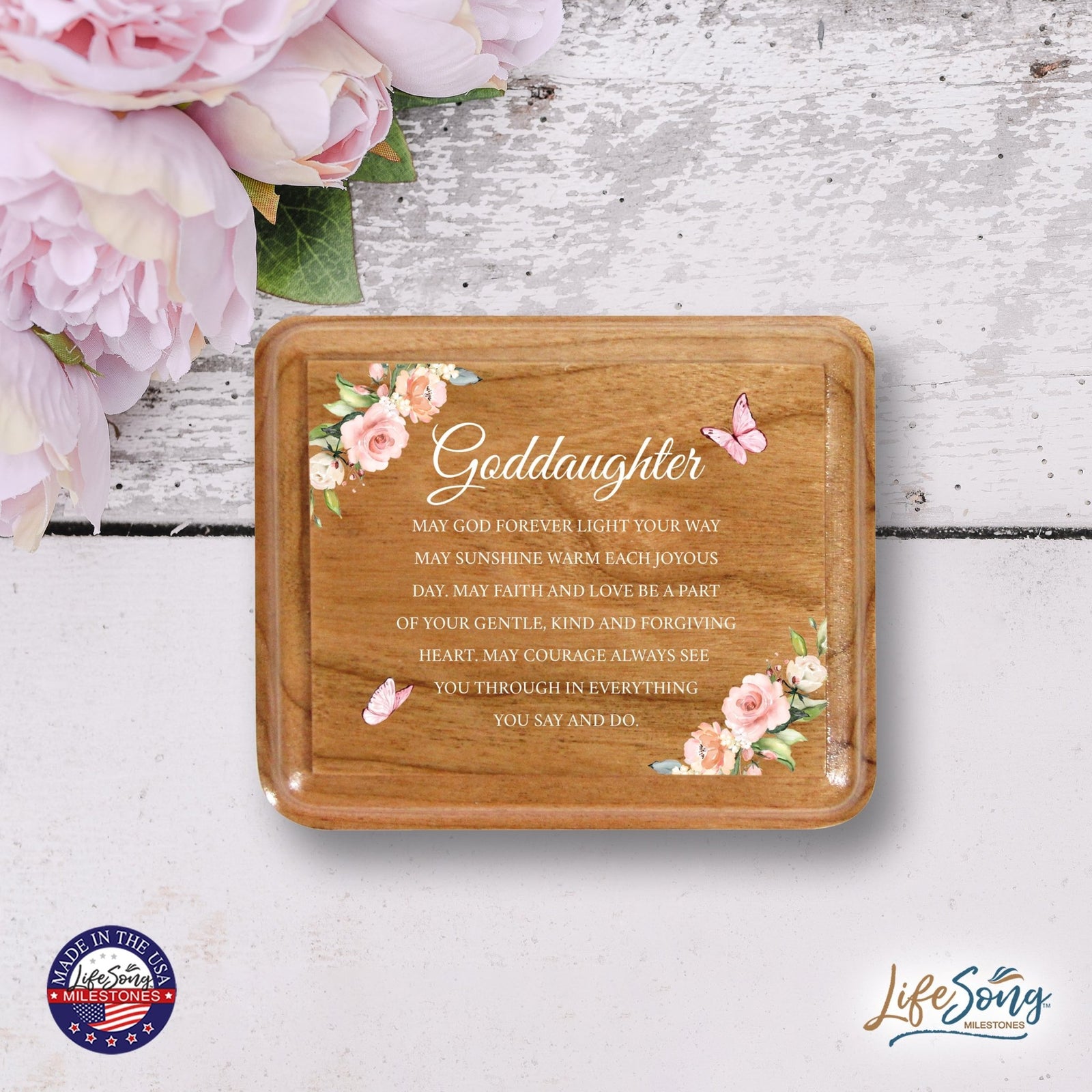 Modern Keepsake Box Inspirational Quotes for Goddaughter 3.5x3 Always Remember - LifeSong Milestones