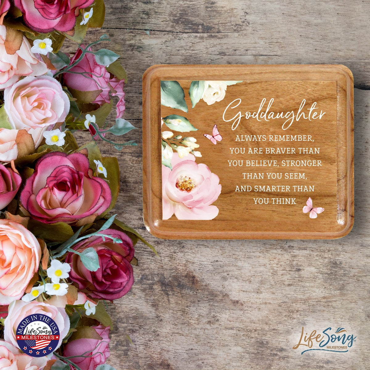 Modern Keepsake Box Inspirational Quotes for Goddaughter 3.5x3 Always Remember - LifeSong Milestones