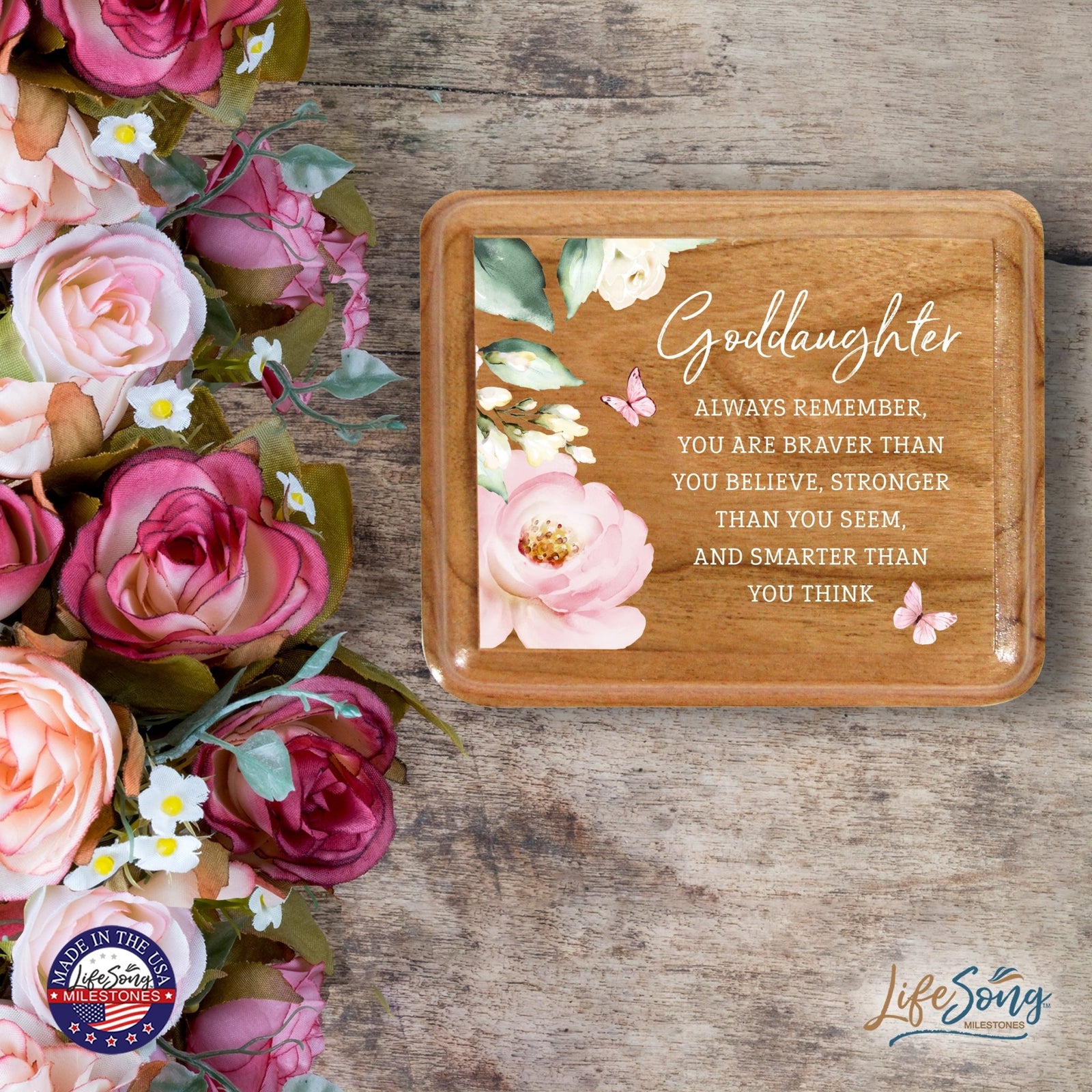 Modern Keepsake Box Inspirational Quotes for Goddaughter 3.5x3 Always Remember - LifeSong Milestones