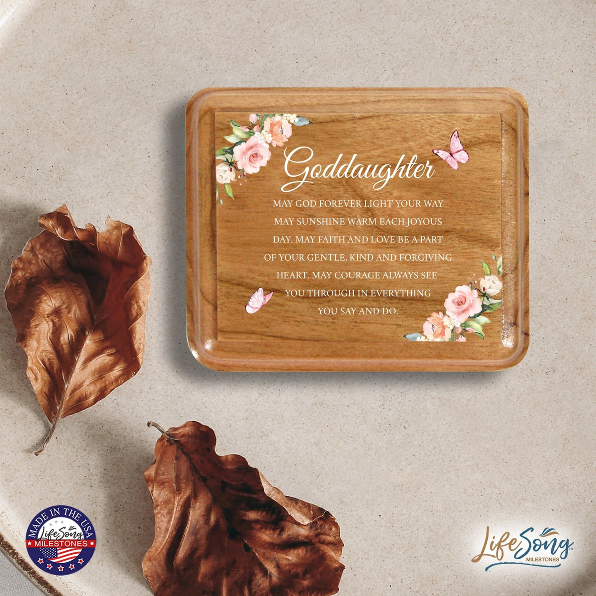 Modern Keepsake Box Inspirational Quotes for Goddaughter 3.5x3 Always Remember - LifeSong Milestones
