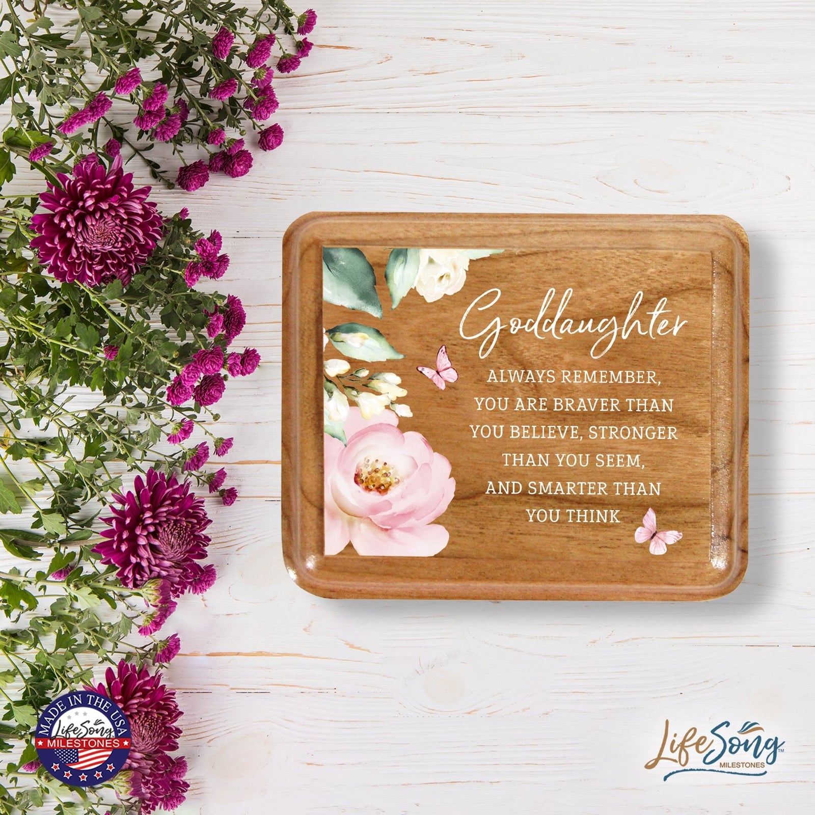 Modern Keepsake Box Inspirational Quotes for Goddaughter 3.5x3 Always Remember - LifeSong Milestones