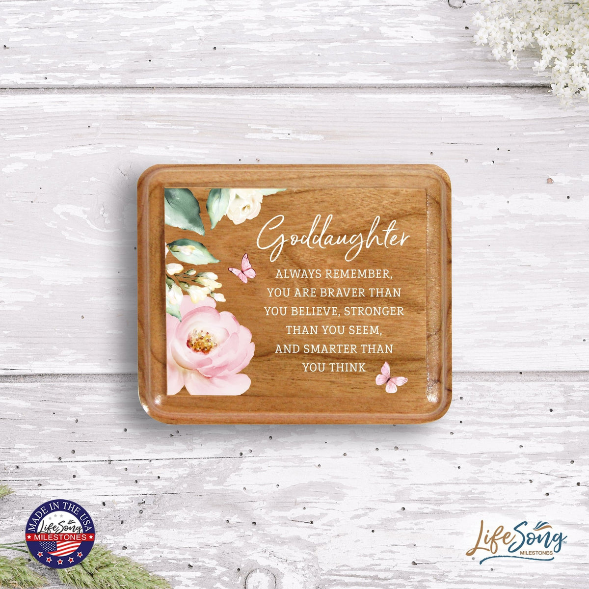 Modern Keepsake Box Inspirational Quotes for Goddaughter 3.5x3 Always Remember - LifeSong Milestones