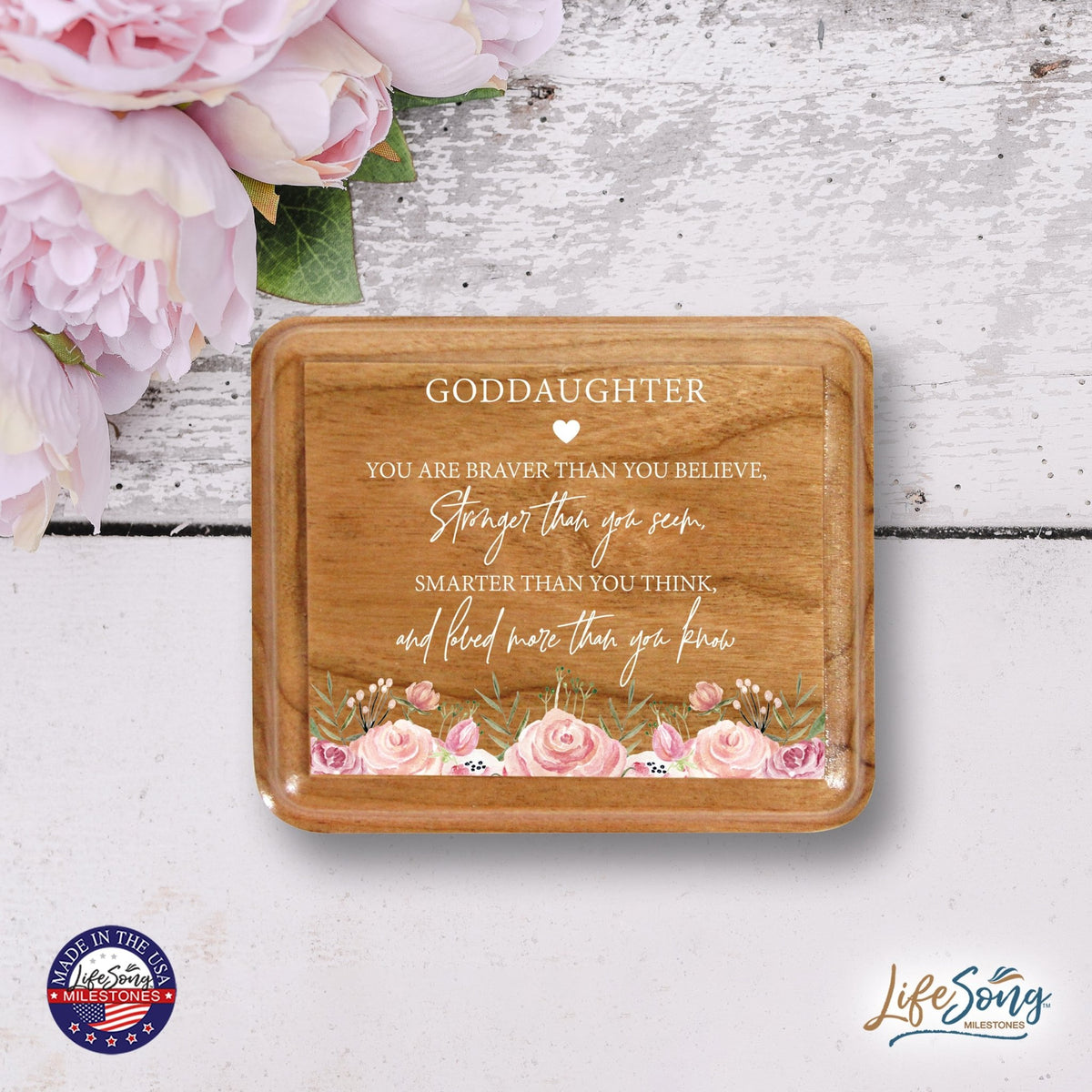Modern Keepsake Box Inspirational Quotes for Goddaughter 3.5x3 Always Remember - LifeSong Milestones