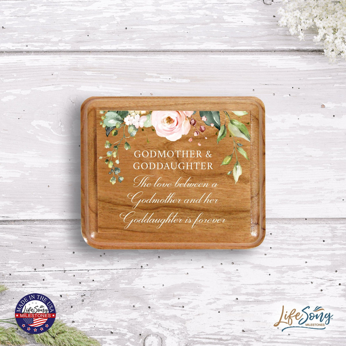 Modern Keepsake Box Inspirational Quotes for Godmother 3.5x3 Godmother - LifeSong Milestones