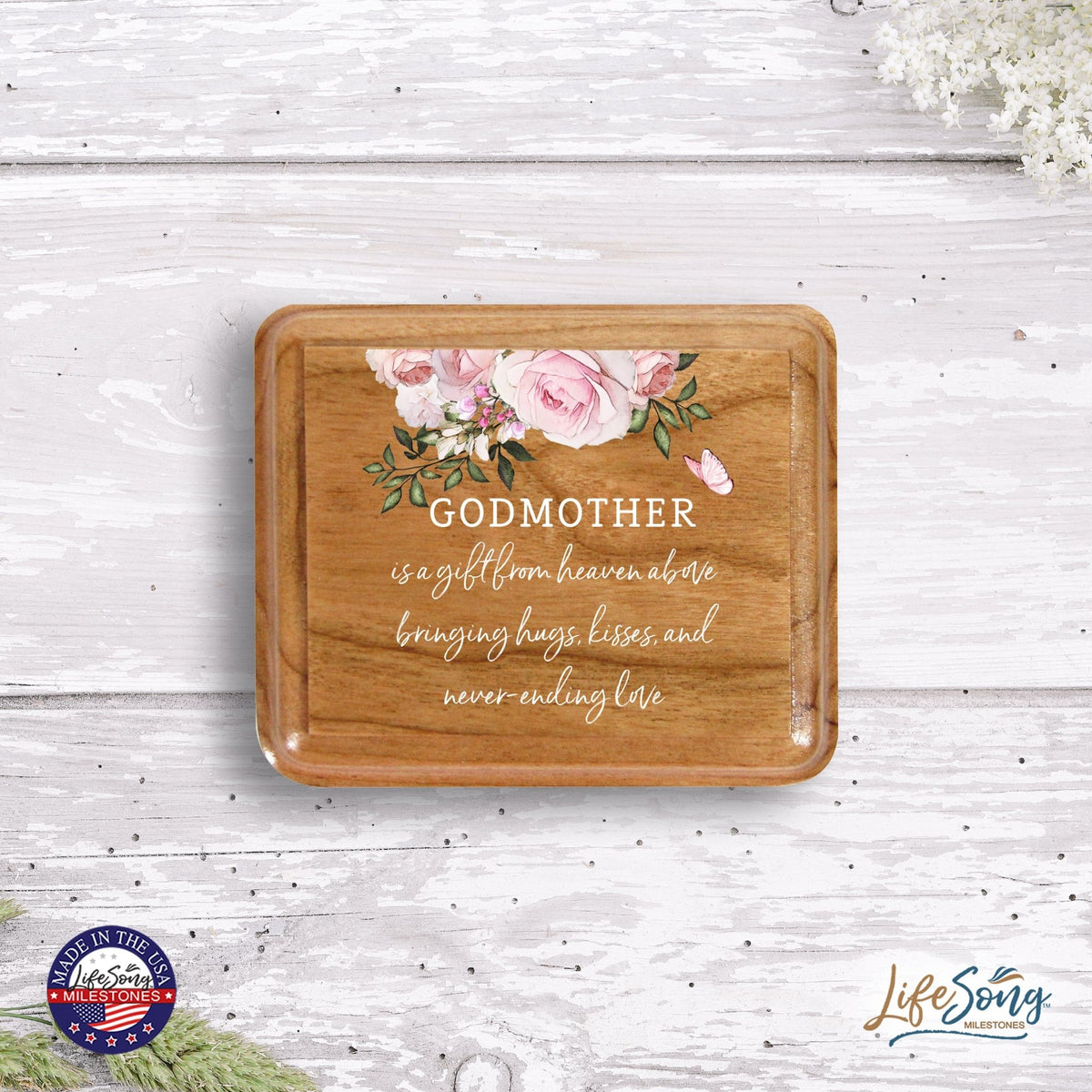 Modern Keepsake Box Inspirational Quotes for Godmother 3.5x3 Godmother - LifeSong Milestones