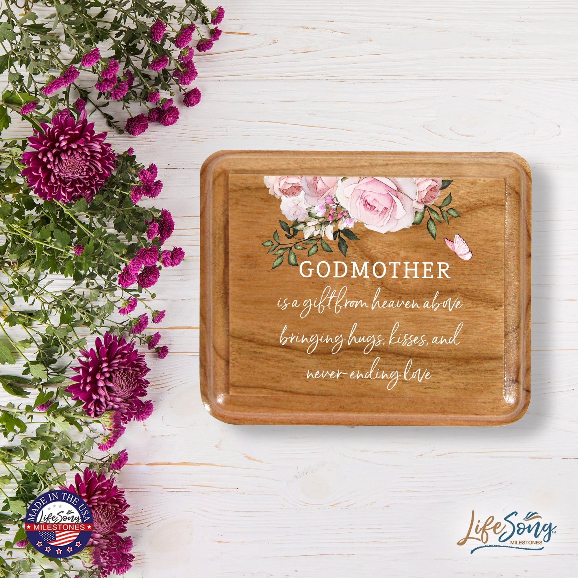 Modern Keepsake Box Inspirational Quotes for Godmother 3.5x3 Godmother - LifeSong Milestones
