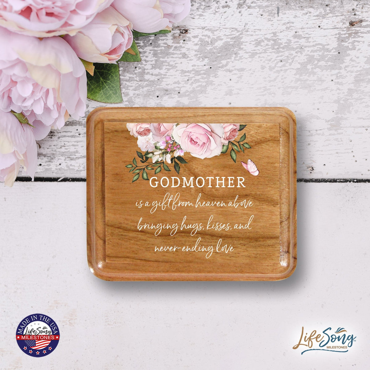 Modern Keepsake Box Inspirational Quotes for Godmother 3.5x3 Godmother - LifeSong Milestones