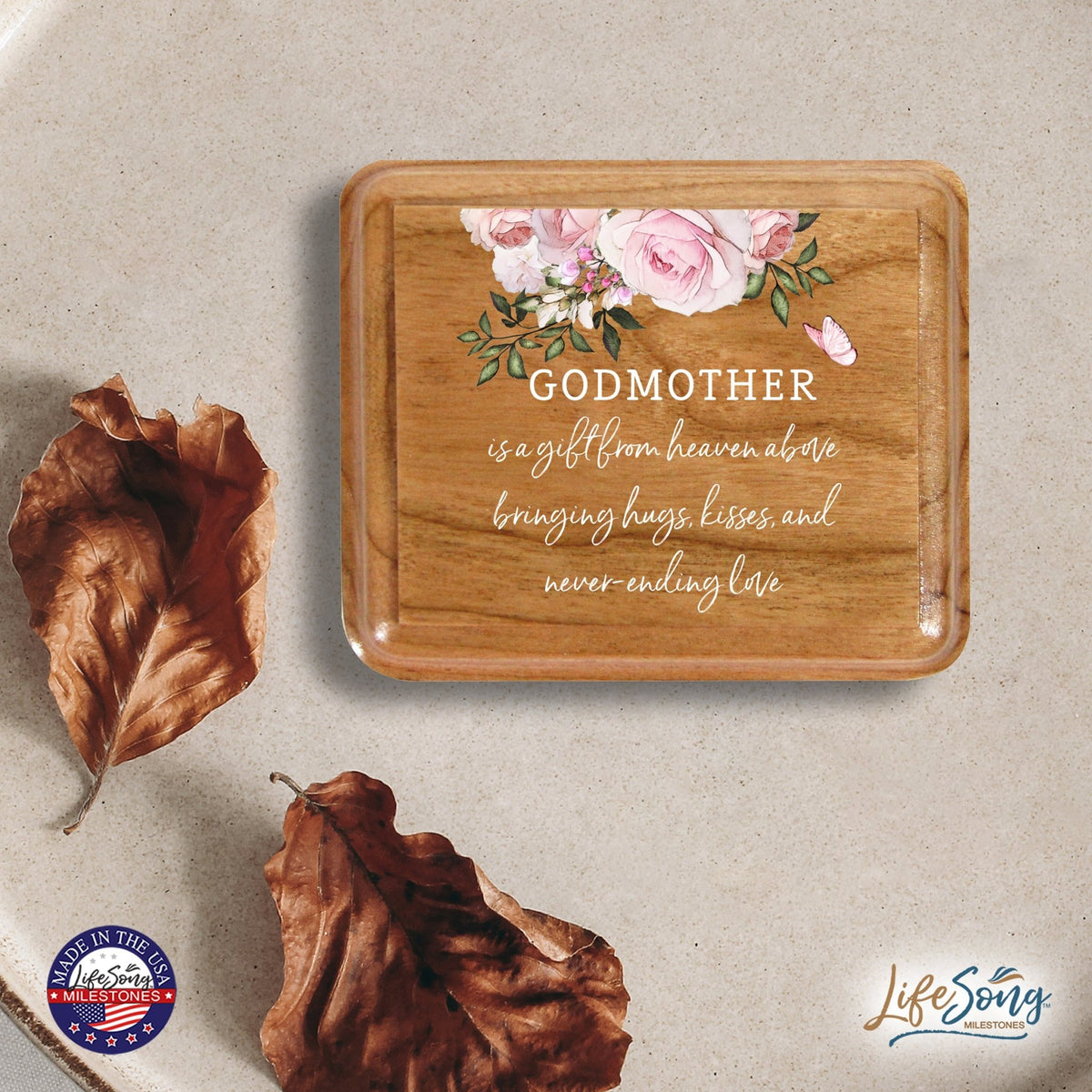 Modern Keepsake Box Inspirational Quotes for Godmother 3.5x3 Godmother - LifeSong Milestones