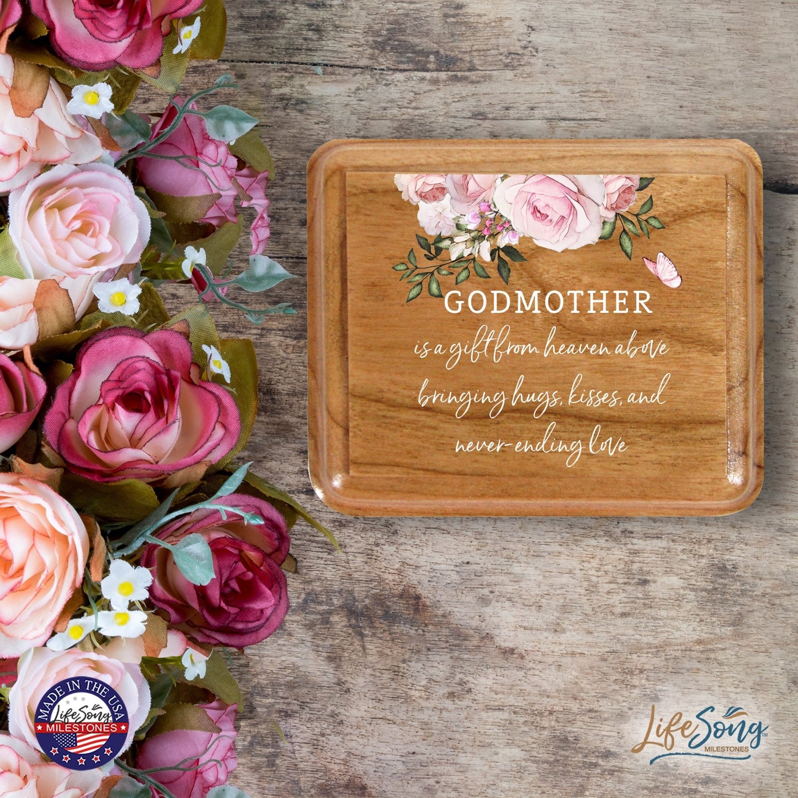 Modern Keepsake Box Inspirational Quotes for Godmother 3.5x3 Godmother - LifeSong Milestones