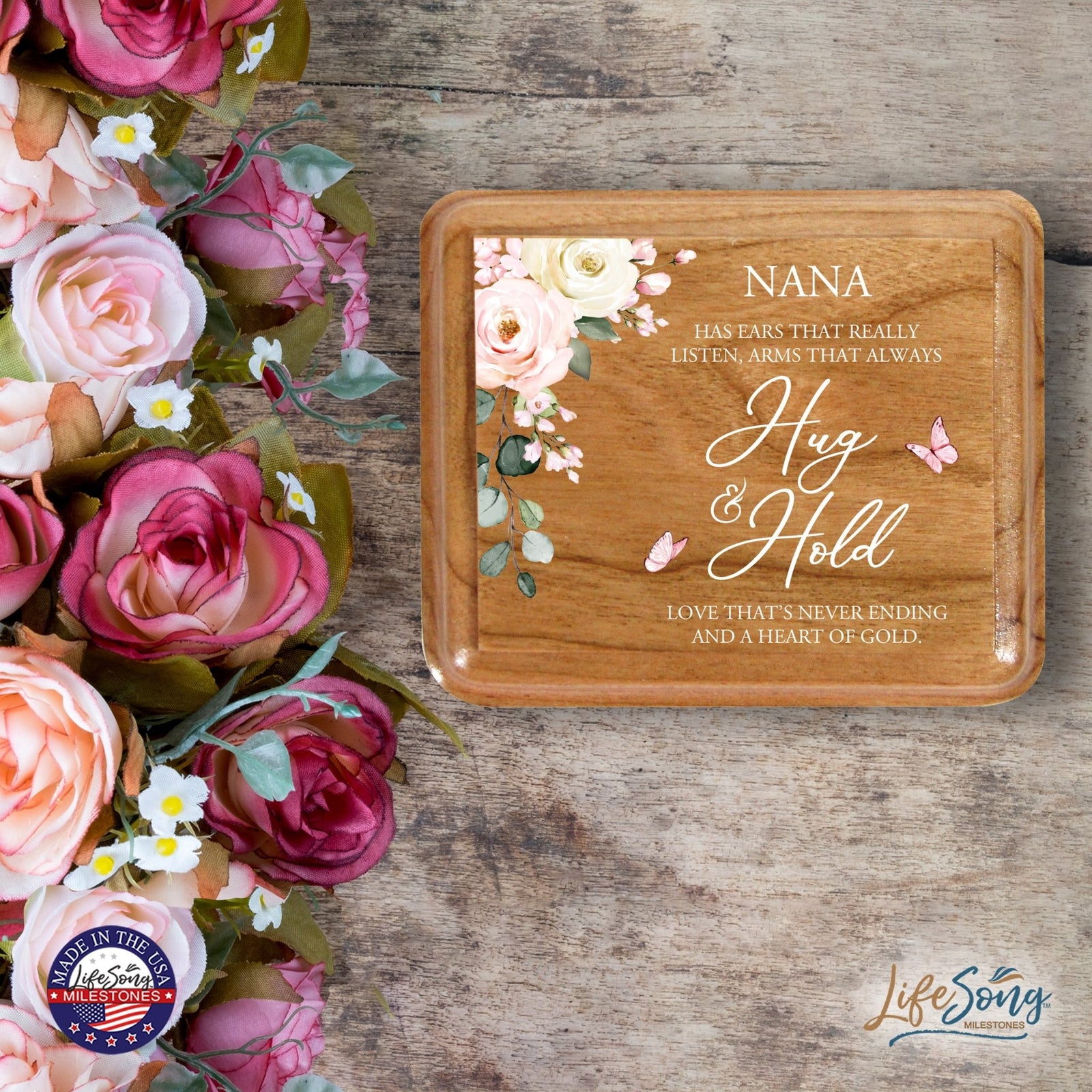 Modern Keepsake Box Inspirational Quotes for Nana 3.5x3 Nana Has Ears - LifeSong Milestones