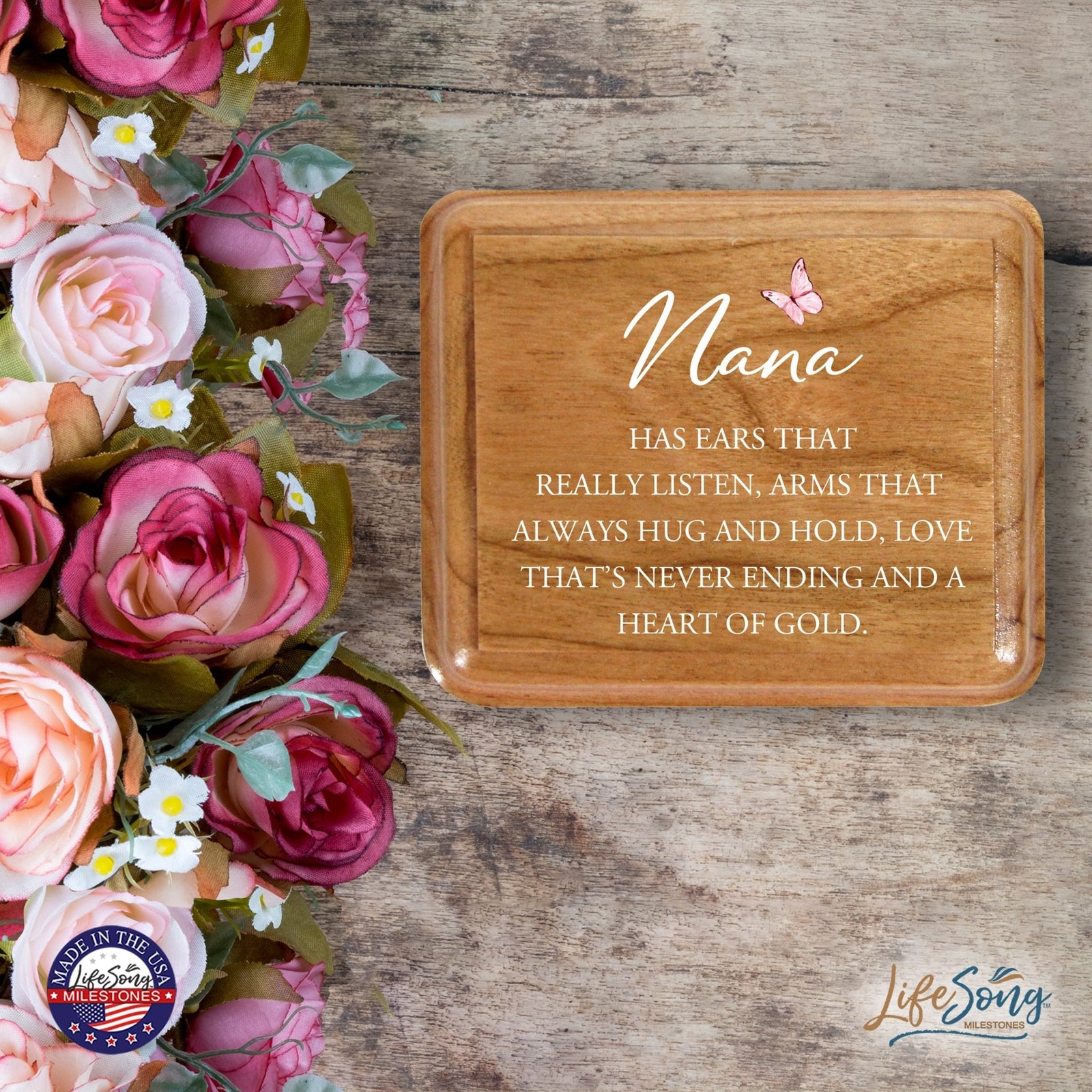 Modern Keepsake Box Inspirational Quotes for Nana 3.5x3 Nana Has Ears - LifeSong Milestones