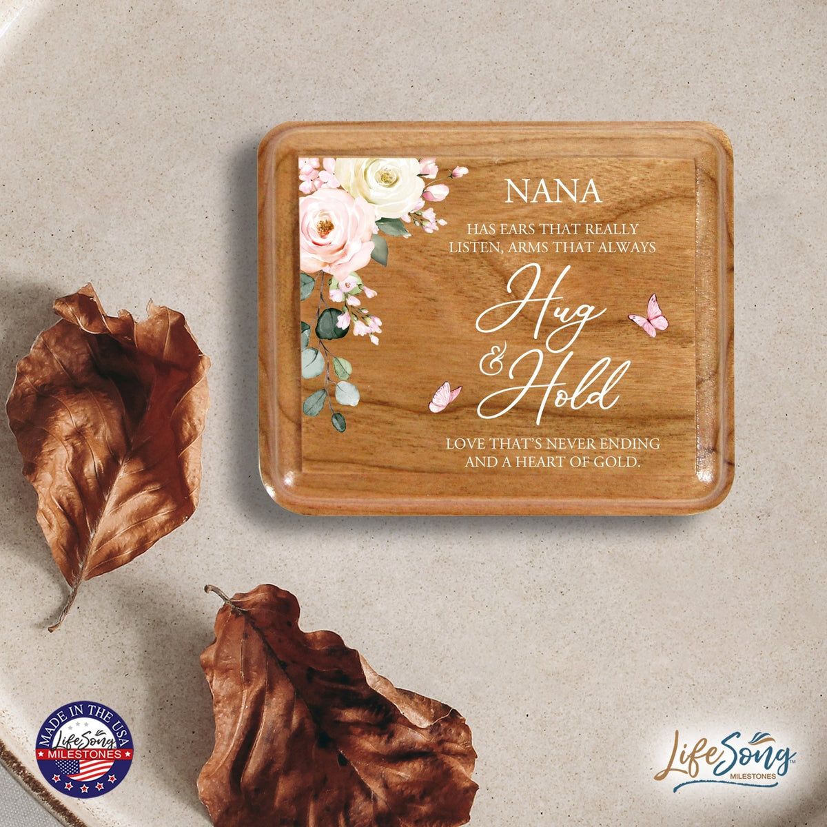 Modern Keepsake Box Inspirational Quotes for Nana 3.5x3 Nana Has Ears - LifeSong Milestones