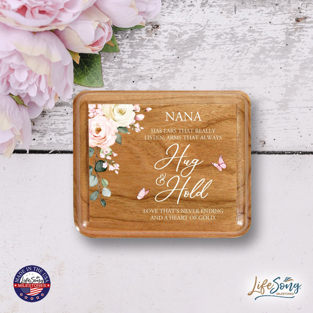 Modern Keepsake Box Inspirational Quotes for Nana 3.5x3 Nana Has Ears - LifeSong Milestones