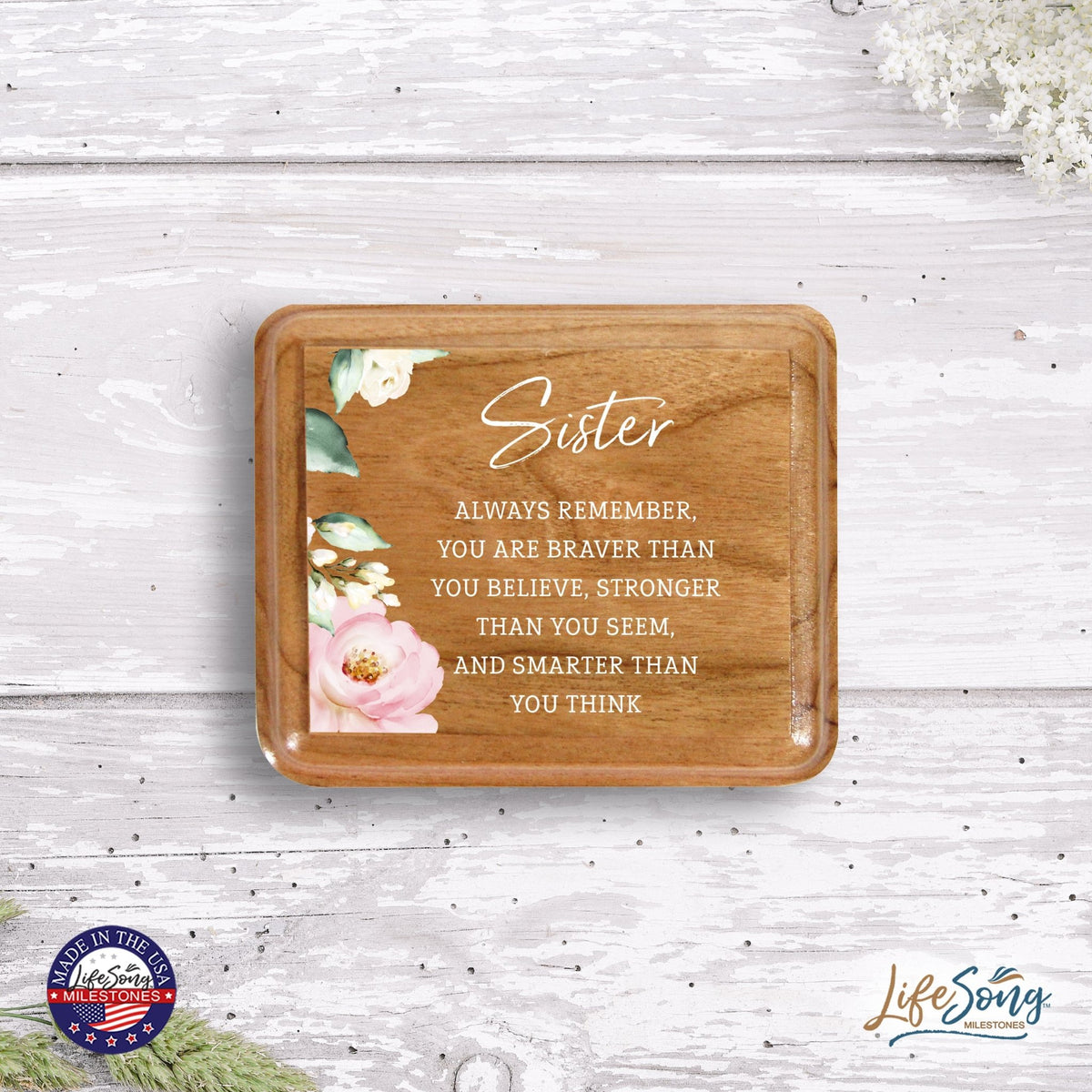 Modern Keepsake Box Inspirational Quotes for Sister 3.5x3 Sister - LifeSong Milestones