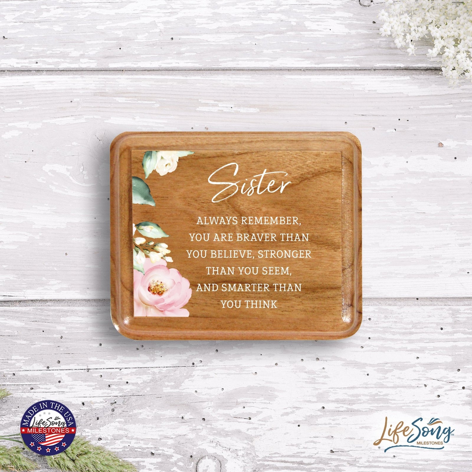 Modern Keepsake Box Inspirational Quotes for Sister 3.5x3 Sister - LifeSong Milestones