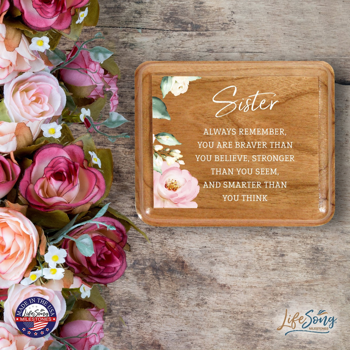 Modern Keepsake Box Inspirational Quotes for Sister 3.5x3 Sister - LifeSong Milestones