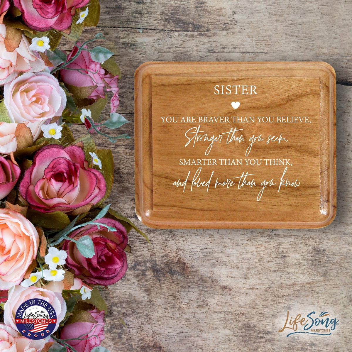 Modern Keepsake Box Inspirational Quotes for Sister 3.5x3 Sister - LifeSong Milestones