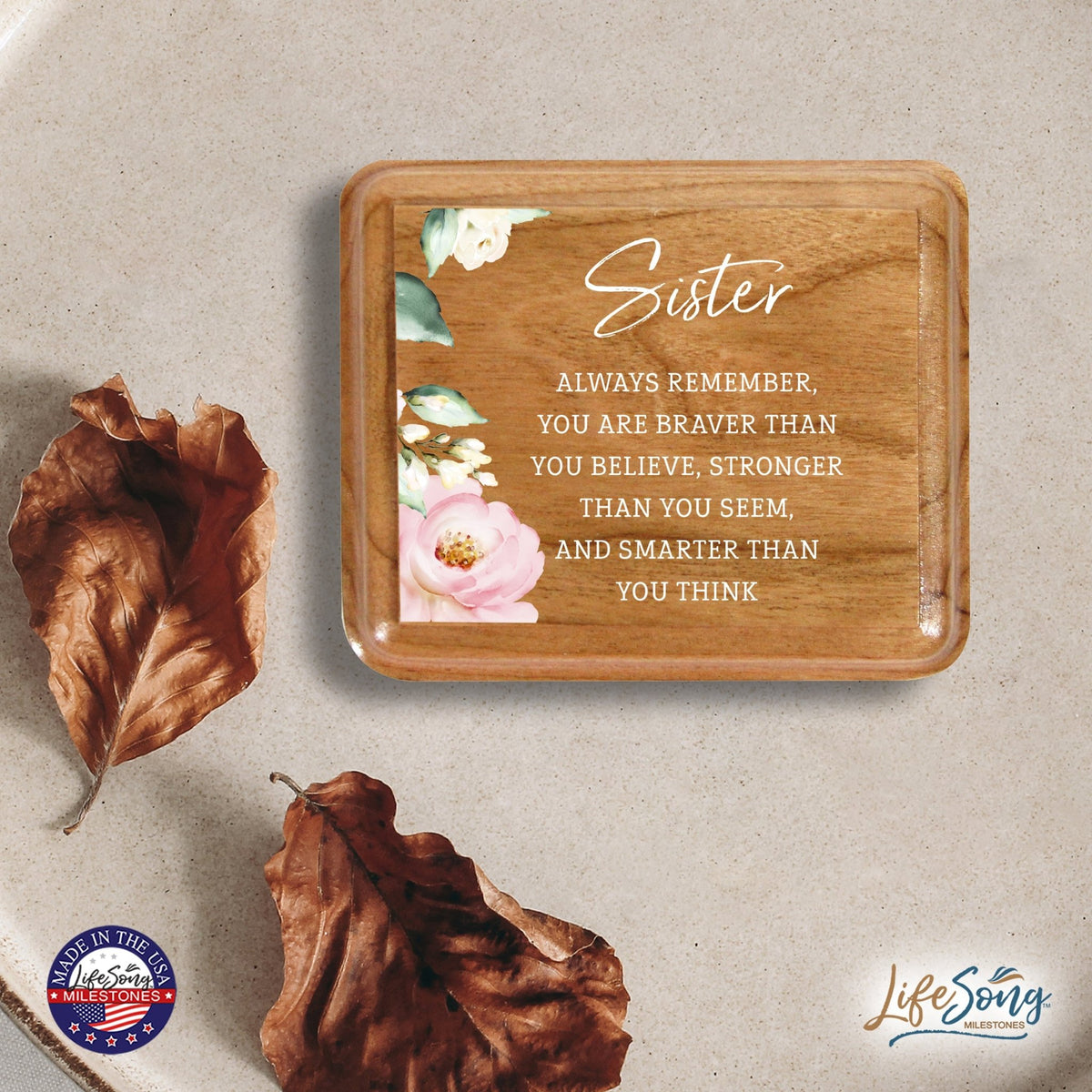 Modern Keepsake Box Inspirational Quotes for Sister 3.5x3 Sister - LifeSong Milestones