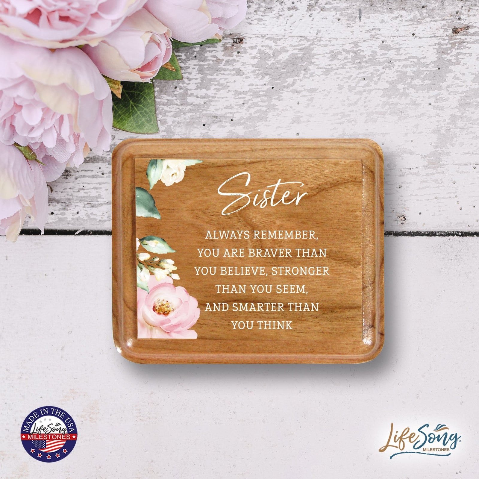 Modern Keepsake Box Inspirational Quotes for Sister 3.5x3 Sister - LifeSong Milestones