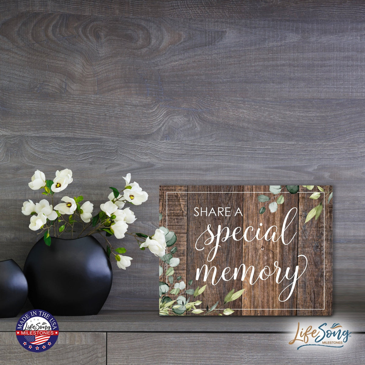 Modern Memorial 3 Piece Set Wooden 6x8 inches Hanging Wall Art Sign – Cards and Gifts - LifeSong Milestones