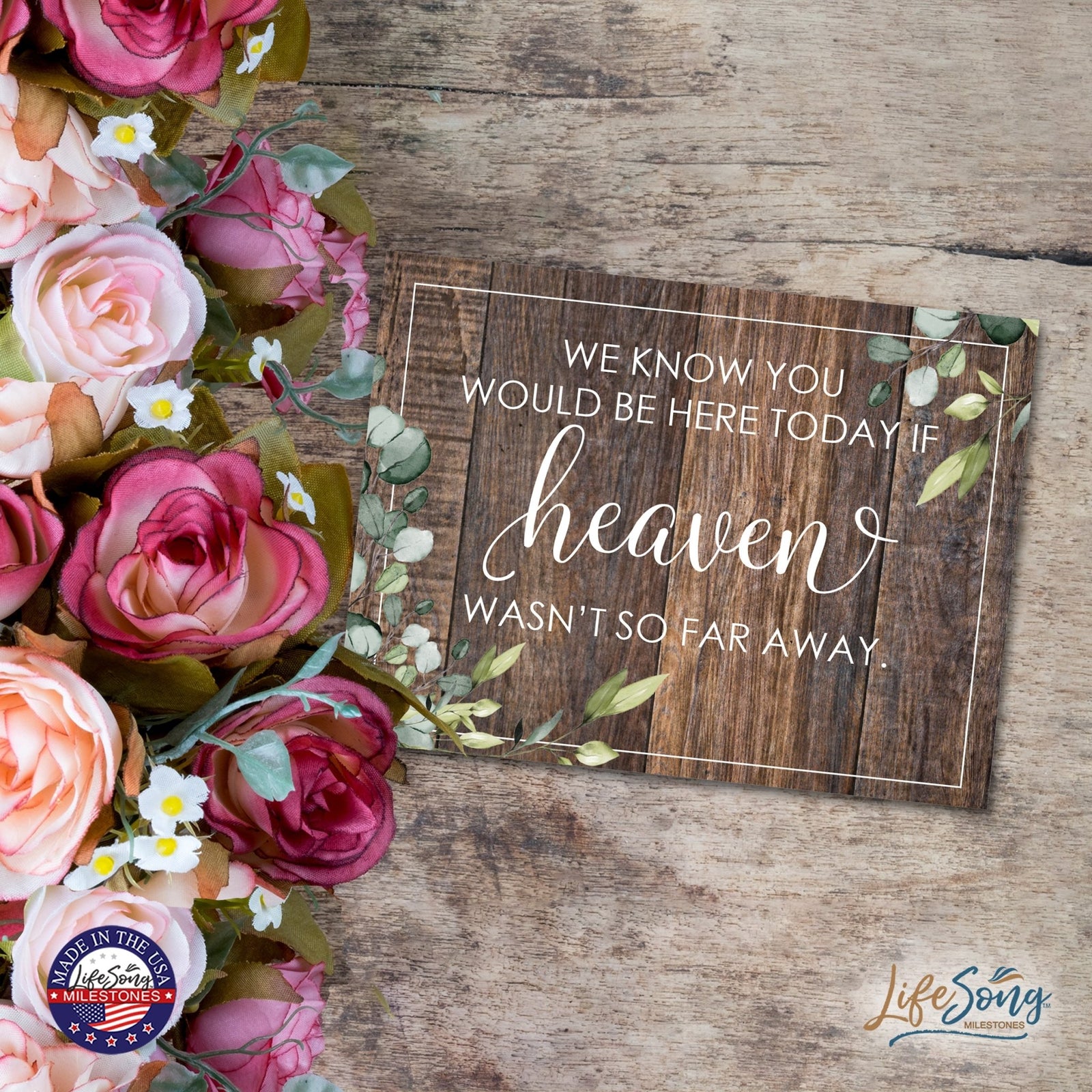 Modern Memorial 3 Piece Set Wooden 6x8 inches Hanging Wall Art Sign – If Heaven - LifeSong Milestones