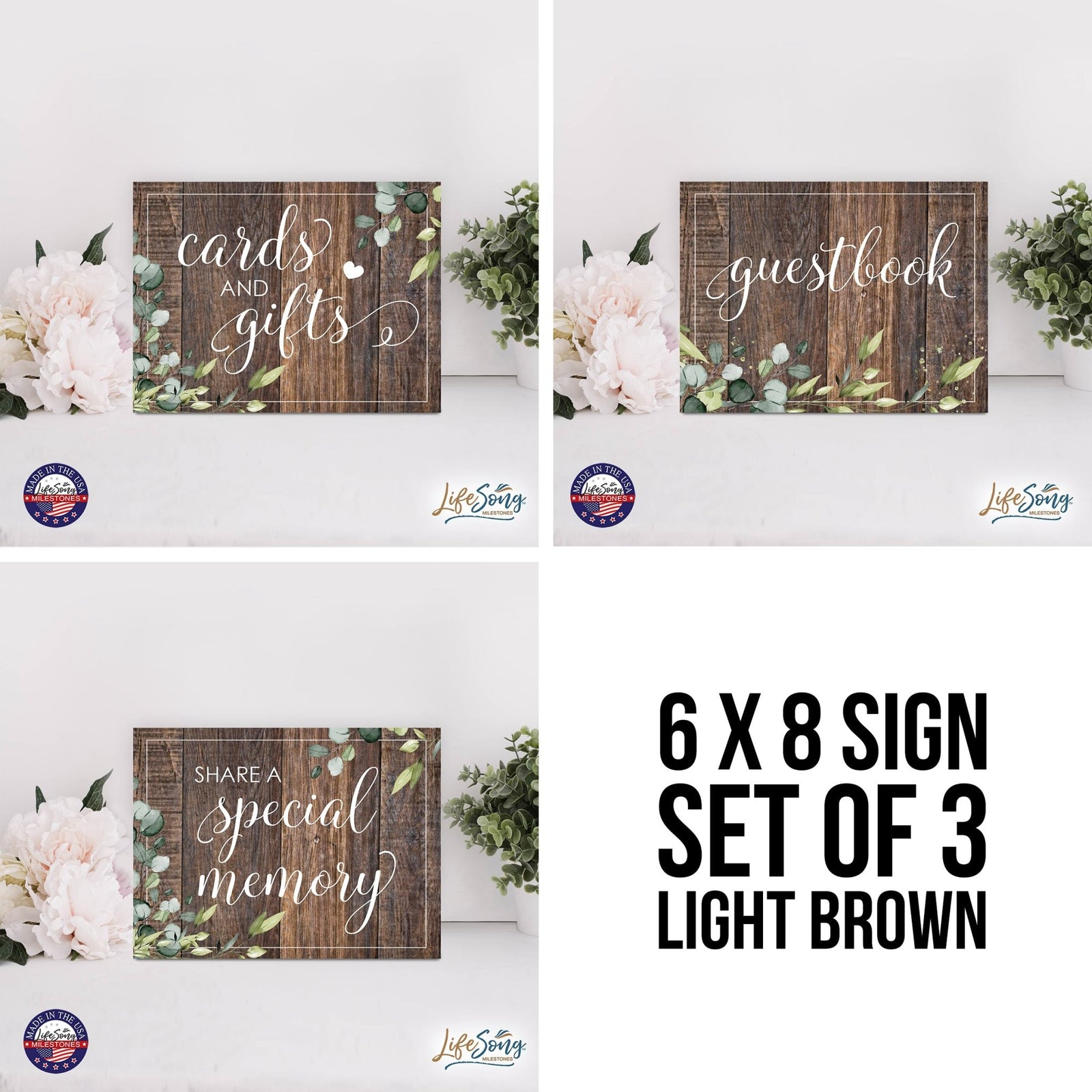 Modern Memorial 3 Piece Set Wooden 6x8 inches Hanging Wall Art Sign – Special Memory - LifeSong Milestones