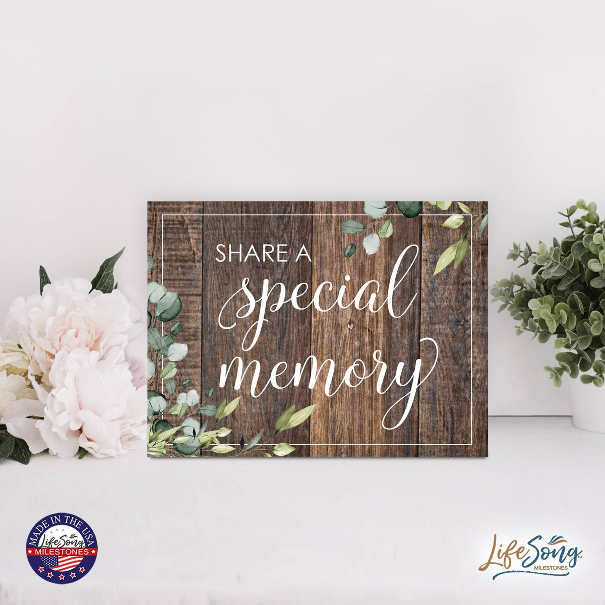 Modern Memorial 3 Piece Set Wooden 6x8 inches Hanging Wall Art Sign – Special Memory - LifeSong Milestones