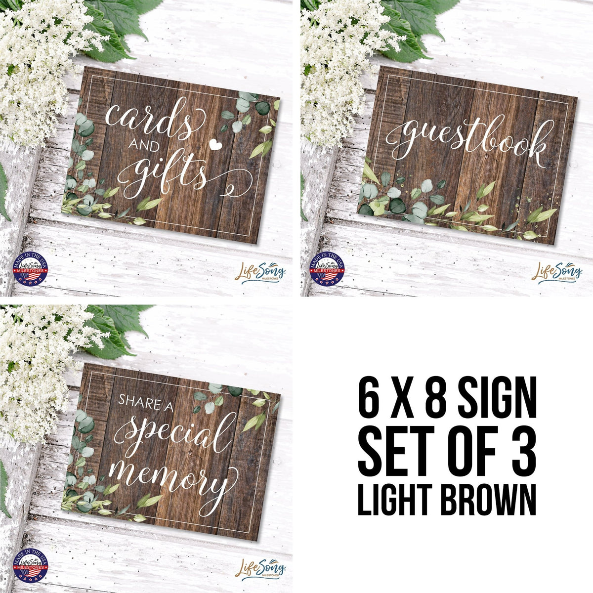 Modern Memorial 3 Piece Set Wooden 6x8 inches Hanging Wall Art Sign – Special Memory - LifeSong Milestones