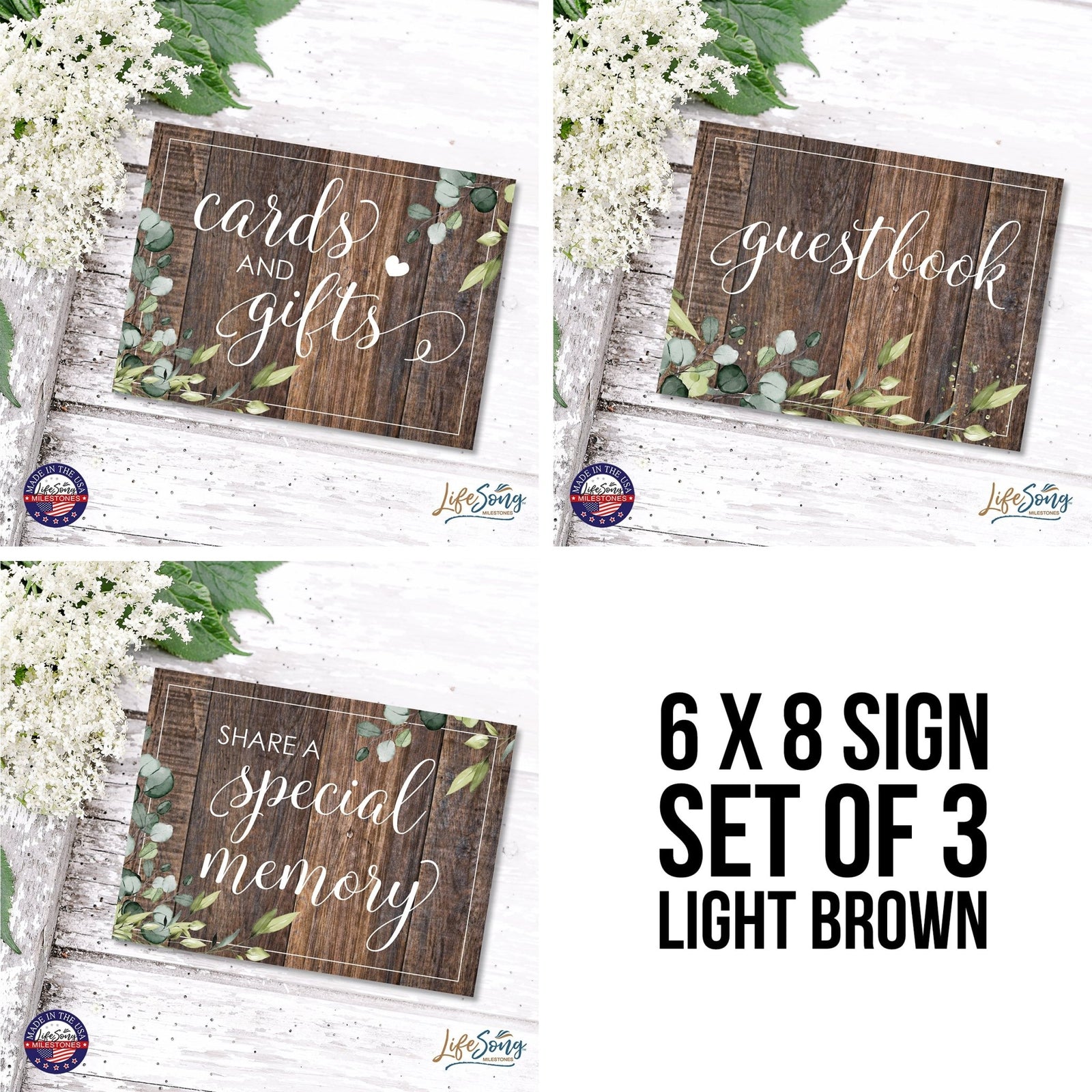 Modern Memorial 3 Piece Set Wooden 6x8 inches Hanging Wall Art Sign – Special Memory - LifeSong Milestones