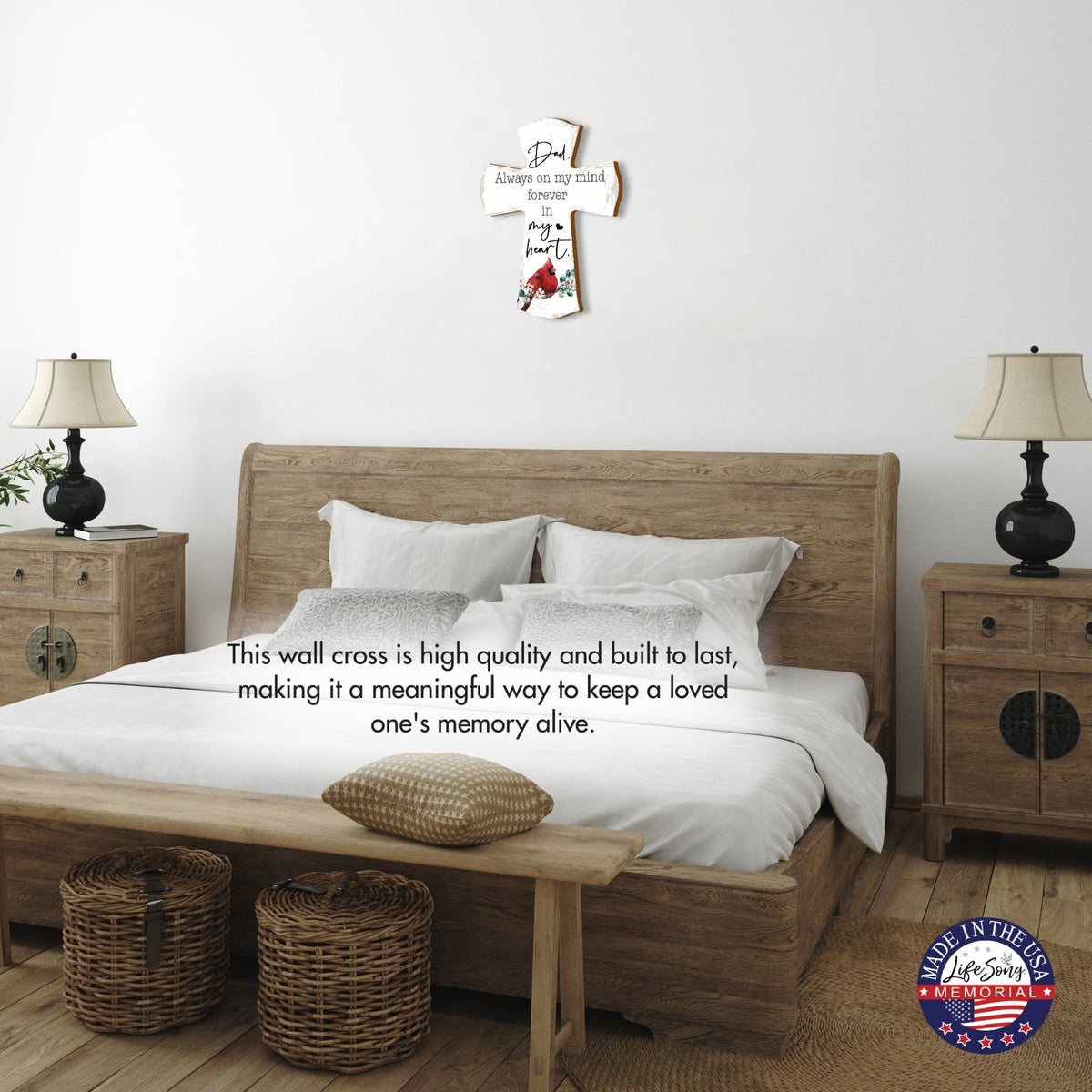 Modern Memorial Wall Cross Bereavement Gift - Always On My Mind - LifeSong Milestones