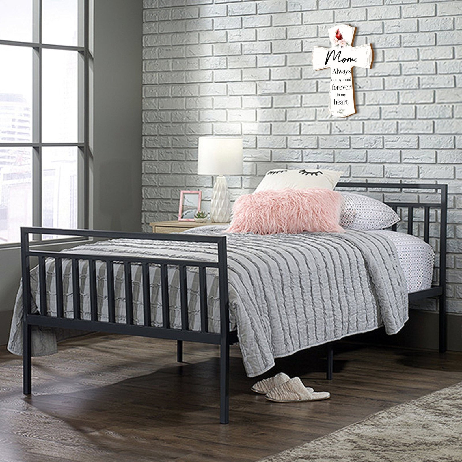 Modern Memorial Wall Cross Bereavement Gift - Always On My Mind - LifeSong Milestones