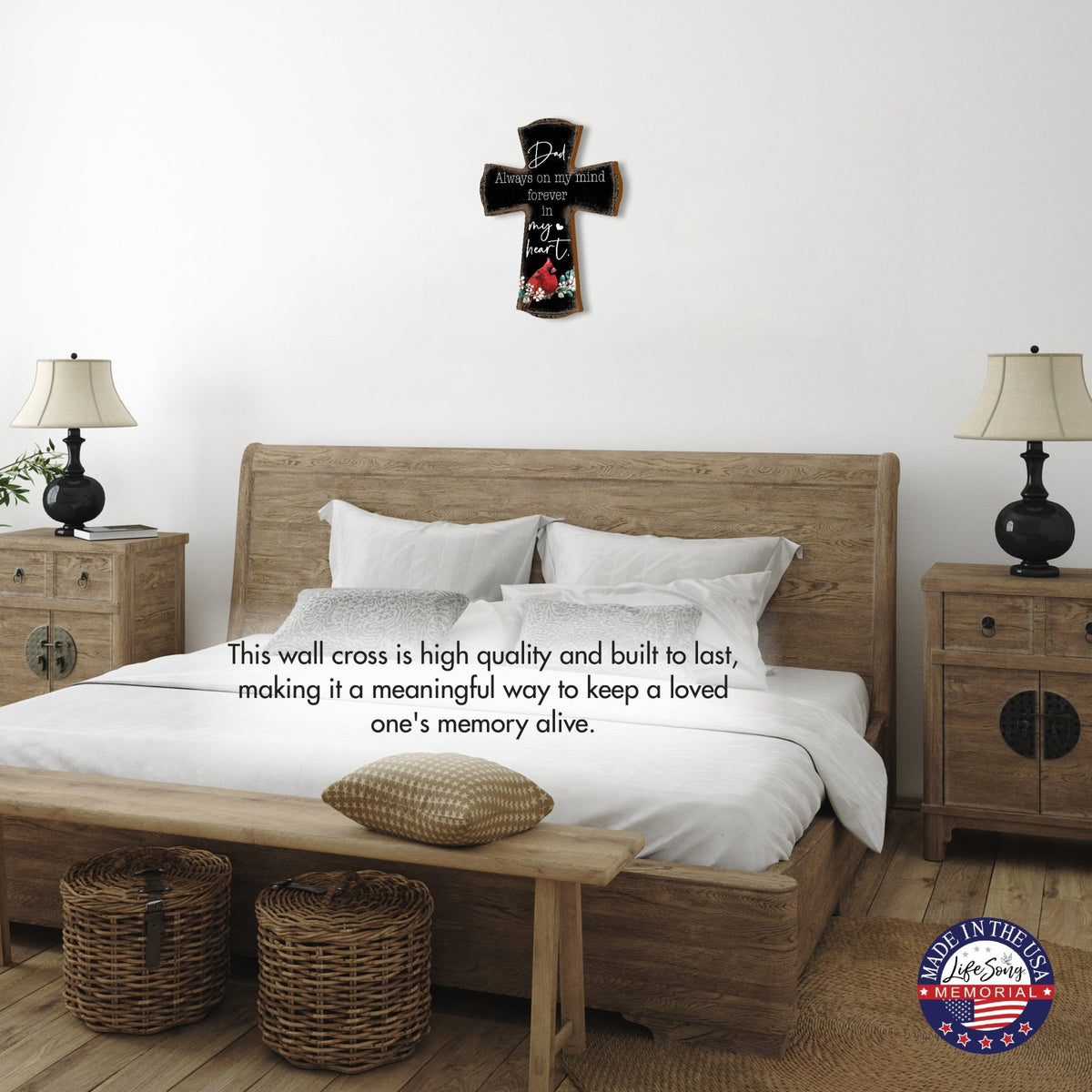 Modern Memorial Wall Cross Bereavement Gift - Always On My Mind - LifeSong Milestones