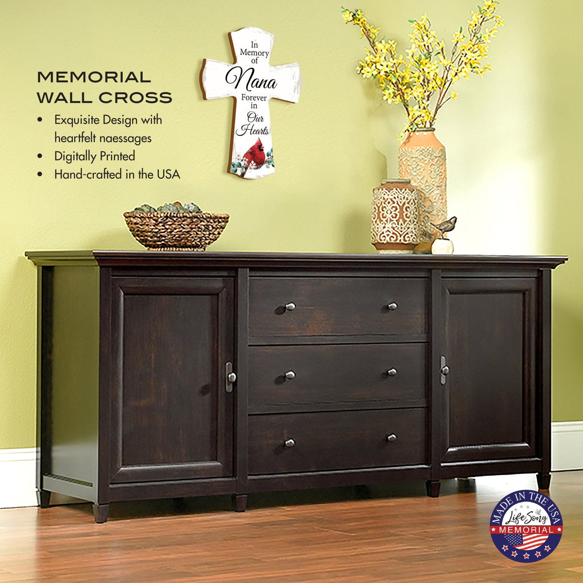 Modern Memorial Wall Cross Bereavement Gift - In Memory Of - LifeSong Milestones