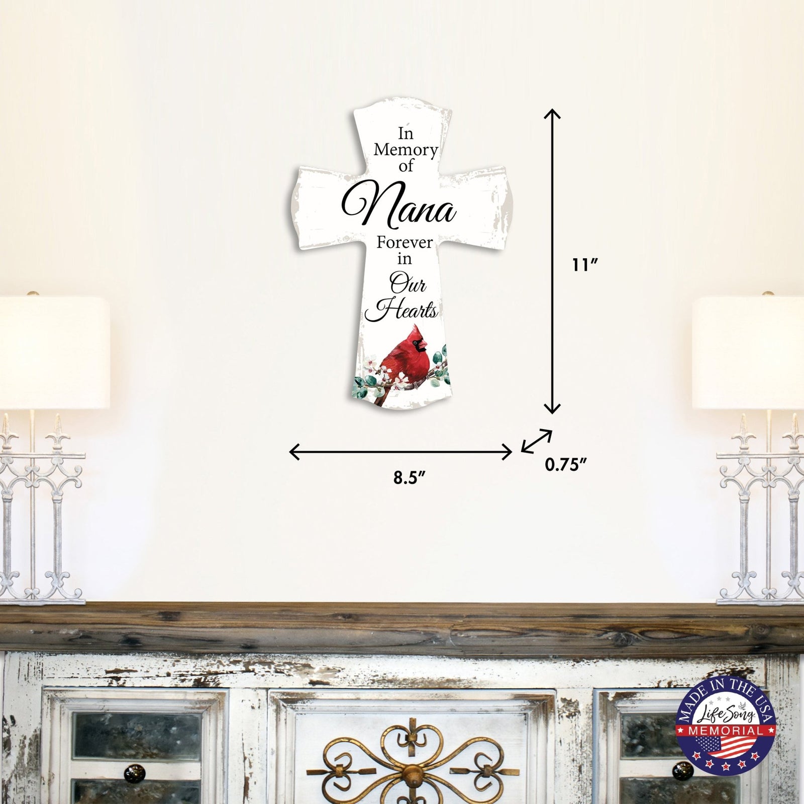 Modern Memorial Wall Cross Bereavement Gift - In Memory Of - LifeSong Milestones