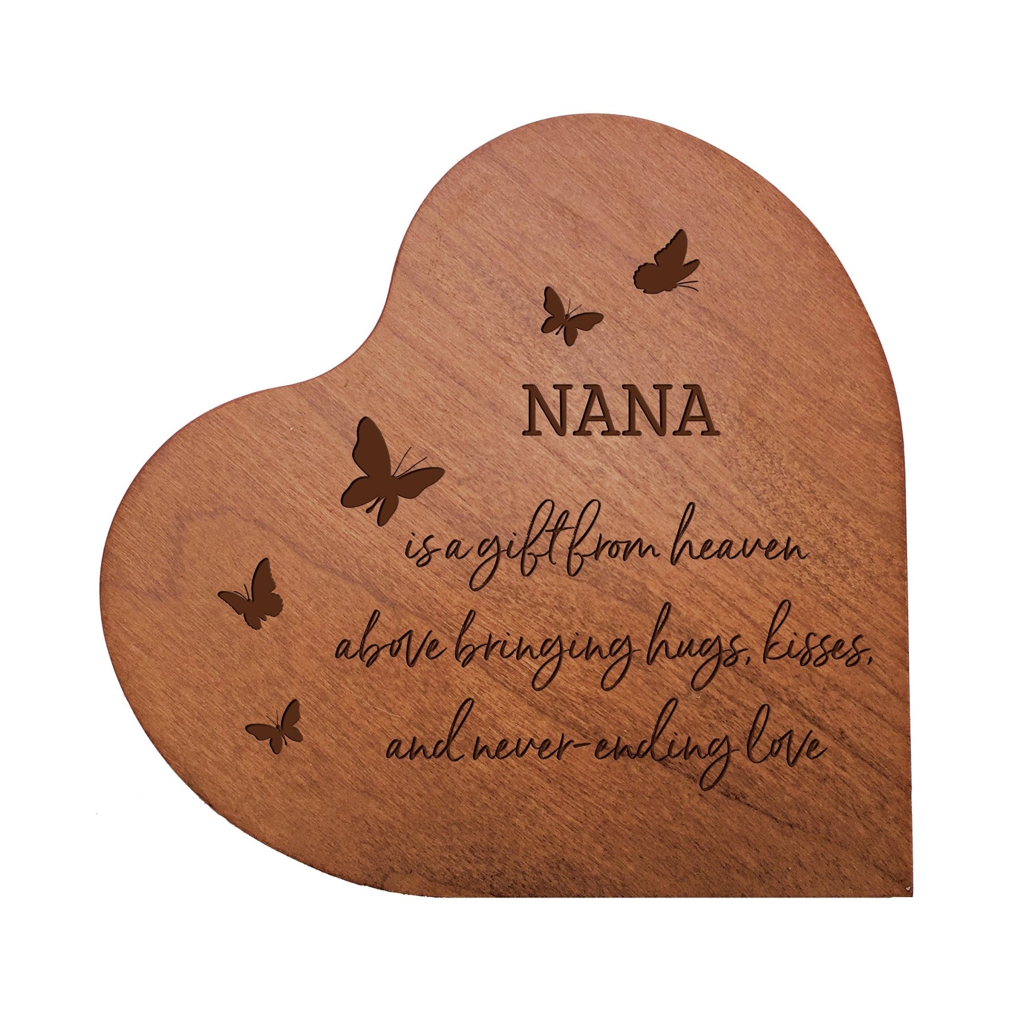 Modern Nana’s Love Solid Wood Heart Decoration With Inspirational Verse Keepsake Gift 5x5.25 - Nana Is A Gift = Never-Ending Love - LifeSong Milestones
