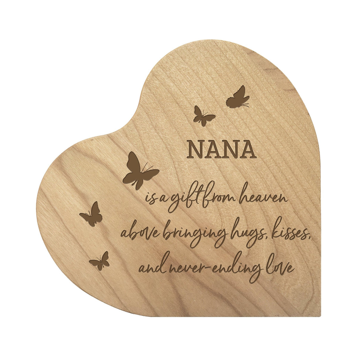 Modern Nana’s Love Solid Wood Heart Decoration With Inspirational Verse Keepsake Gift 5x5.25 - Nana Is A Gift = Never-Ending Love - LifeSong Milestones