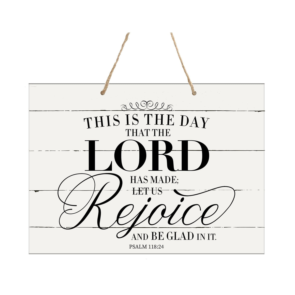 Modern Wooden Horizontal Wall Hanging Rope Sign 12x15 - Bible Verse - LifeSong Milestones