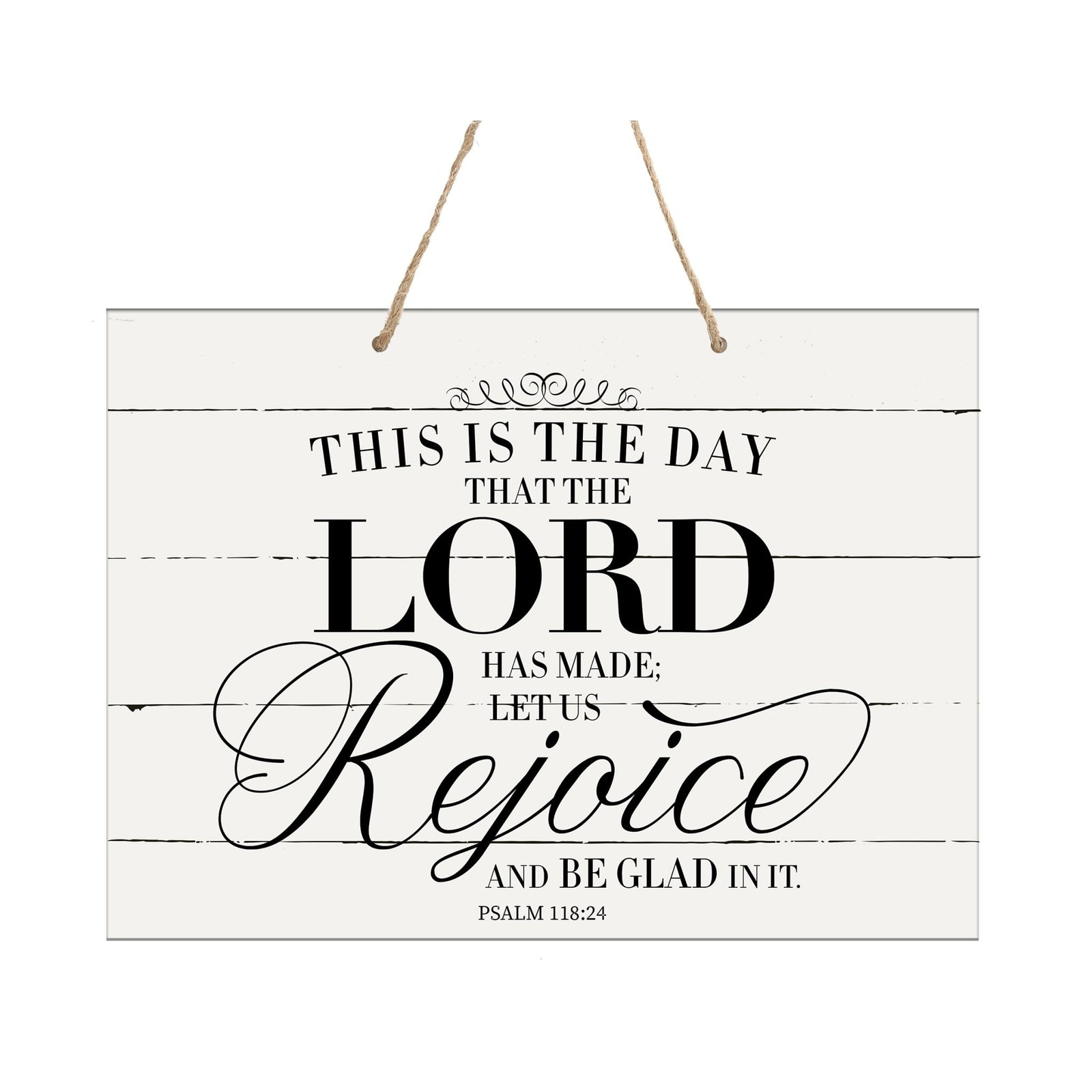 Modern Wooden Horizontal Wall Hanging Rope Sign 12x15 - Bible Verse - LifeSong Milestones