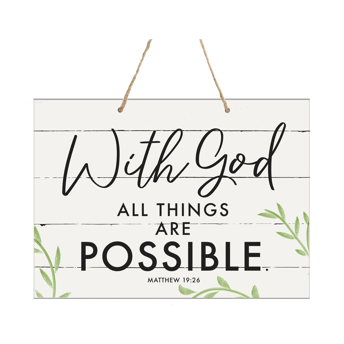 Modern Wooden Horizontal Wall Hanging Rope Sign 12x15 - Bible Verse - LifeSong Milestones