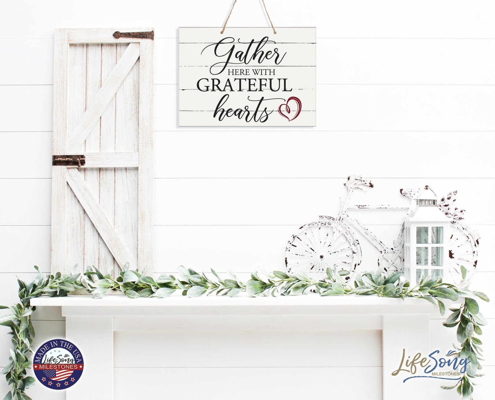 Modern Wooden Horizontal Wall Hanging Rope Sign 12x15 - Home - LifeSong Milestones