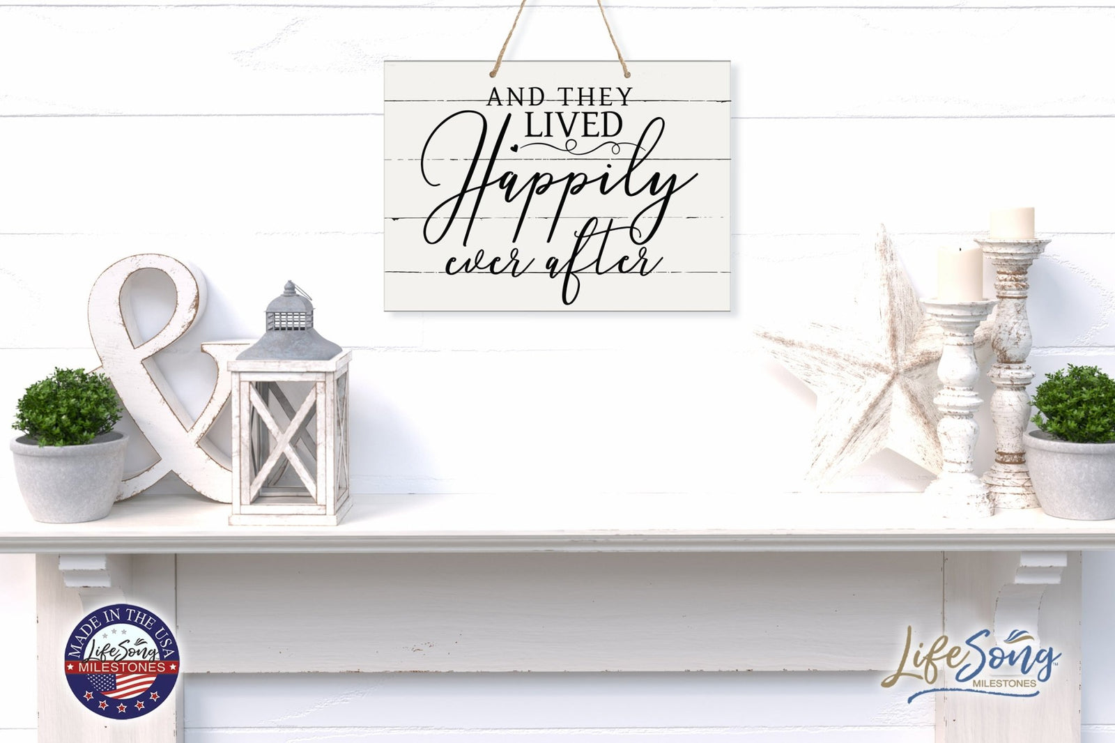 Modern Wooden Horizontal Wall Hanging Rope Sign 12x15 - Home - LifeSong Milestones