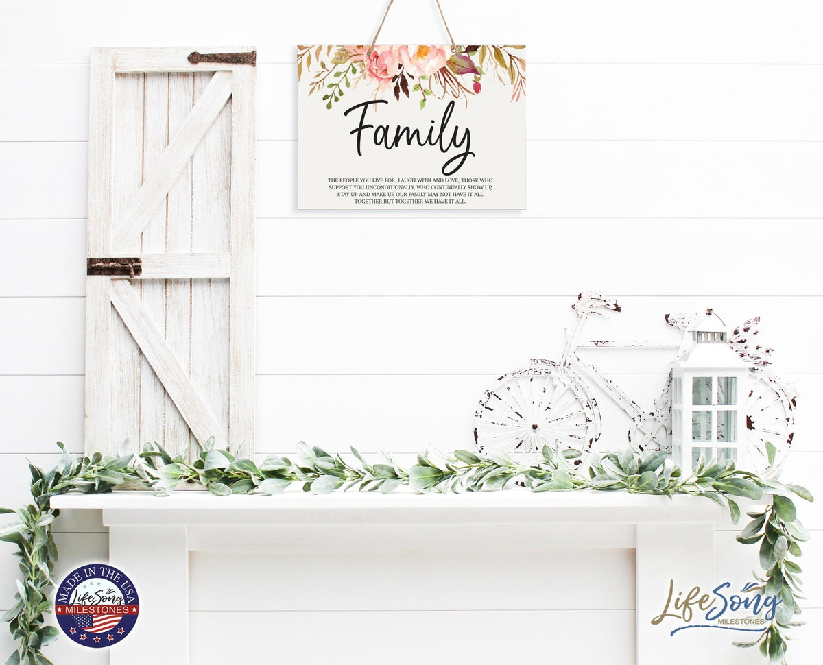 Modern Wooden Horizontal Wall Hanging Rope Sign 12x15 - Home - LifeSong Milestones