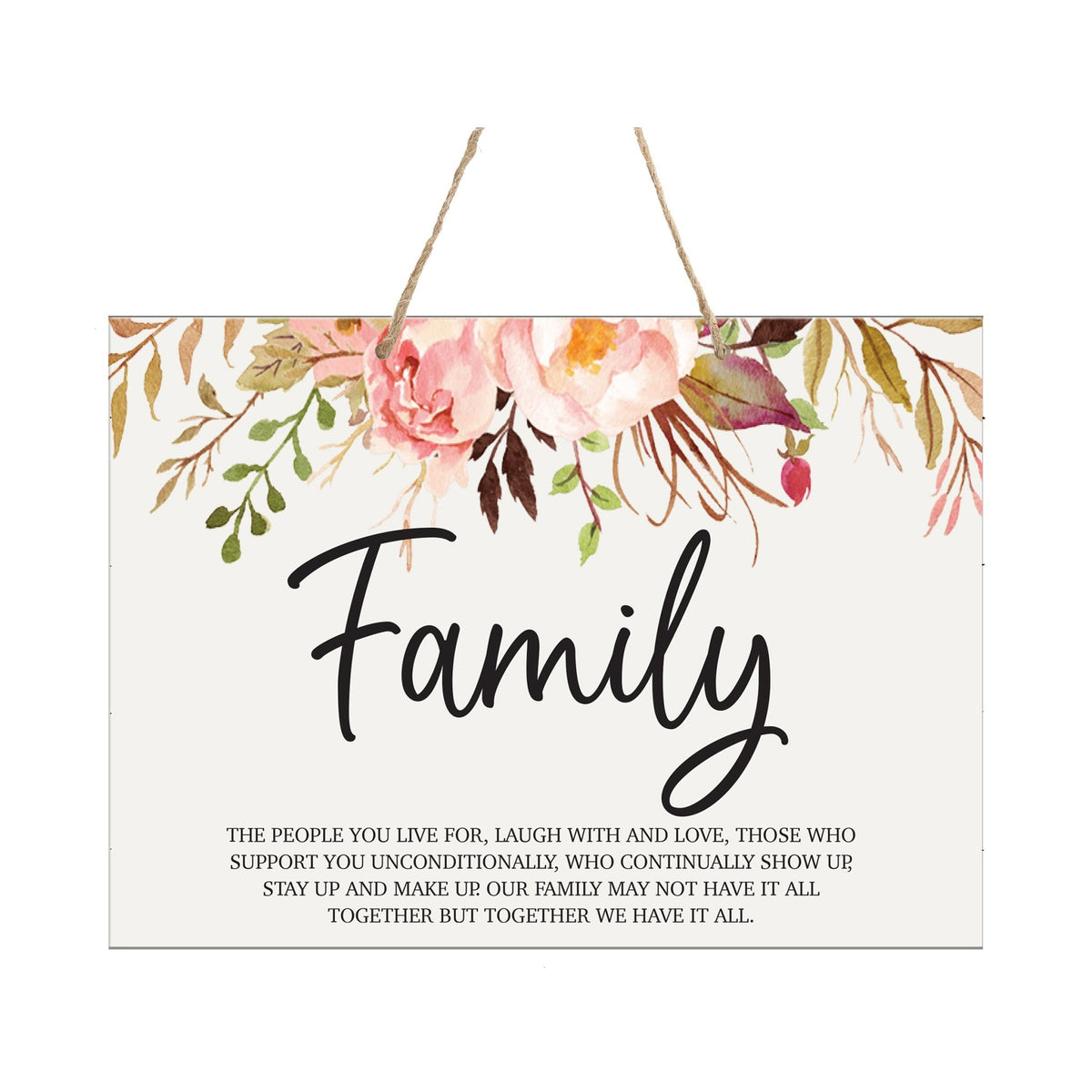 Modern Wooden Horizontal Wall Hanging Rope Sign 12x15 - Home - LifeSong Milestones