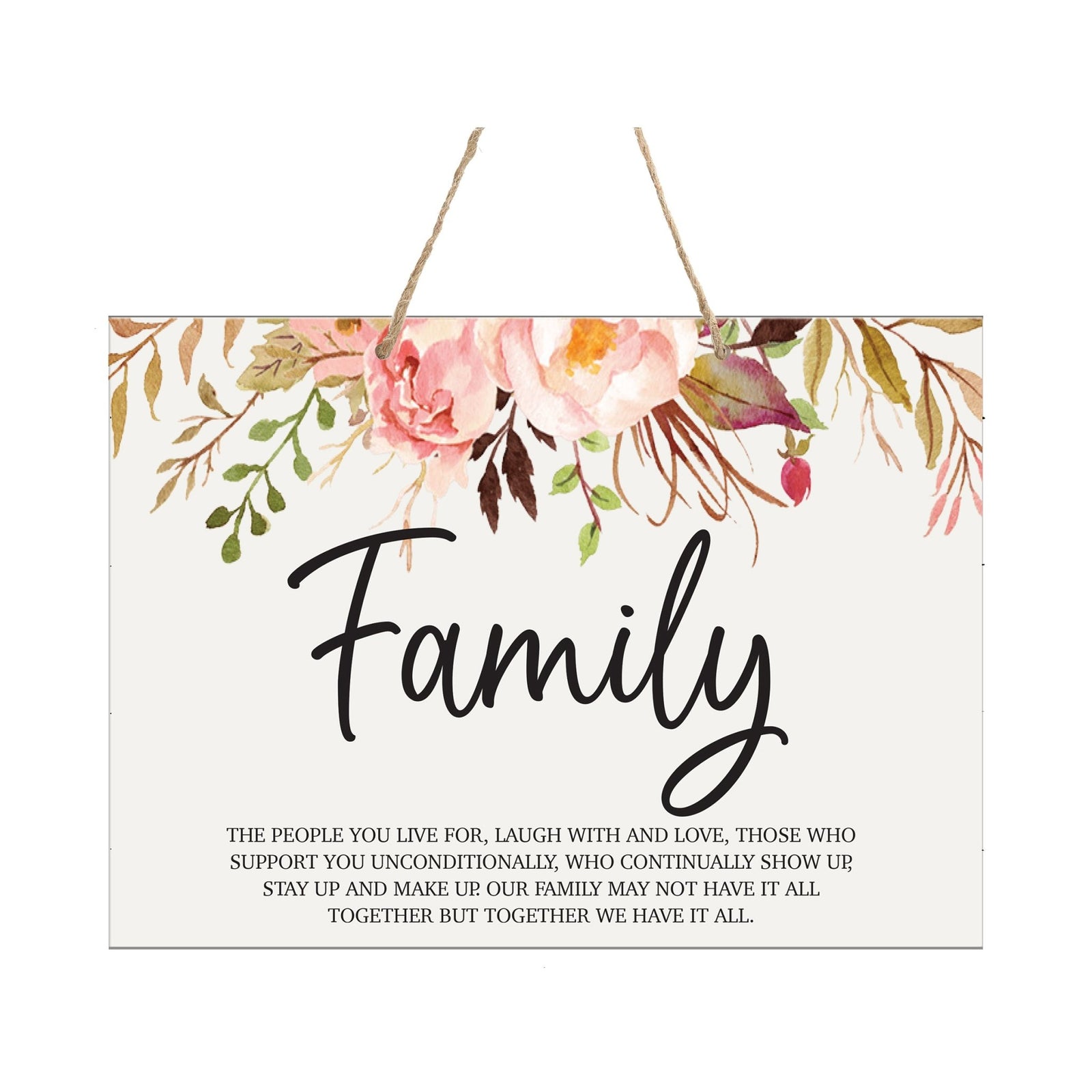 Modern Wooden Horizontal Wall Hanging Rope Sign 12x15 - Home - LifeSong Milestones