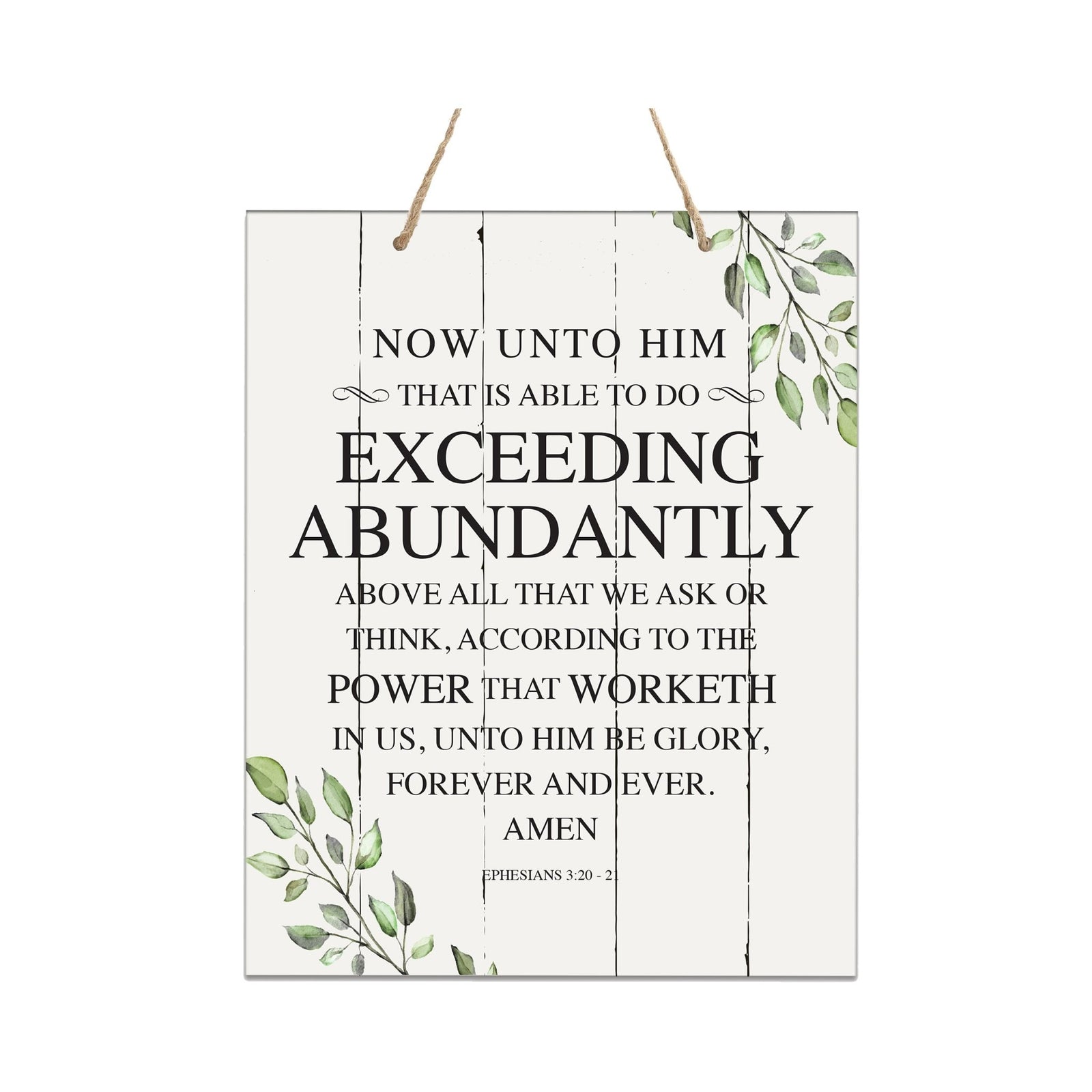 Modern Wooden Horizontal/Vertical Wall Hanging Rope Sign 12x15 - Bible Verse - LifeSong Milestones