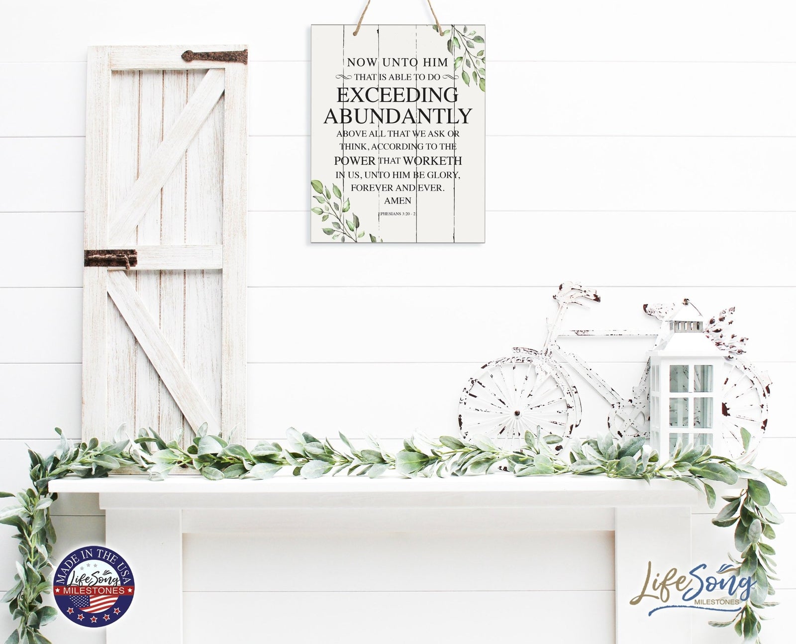 Modern Wooden Horizontal/Vertical Wall Hanging Rope Sign 12x15 - Bible Verse - LifeSong Milestones