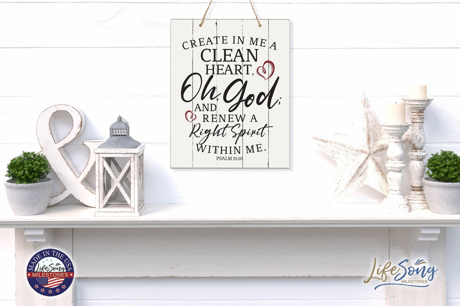 Modern Wooden Horizontal/Vertical Wall Hanging Rope Sign 12x15 - Bible Verse - LifeSong Milestones
