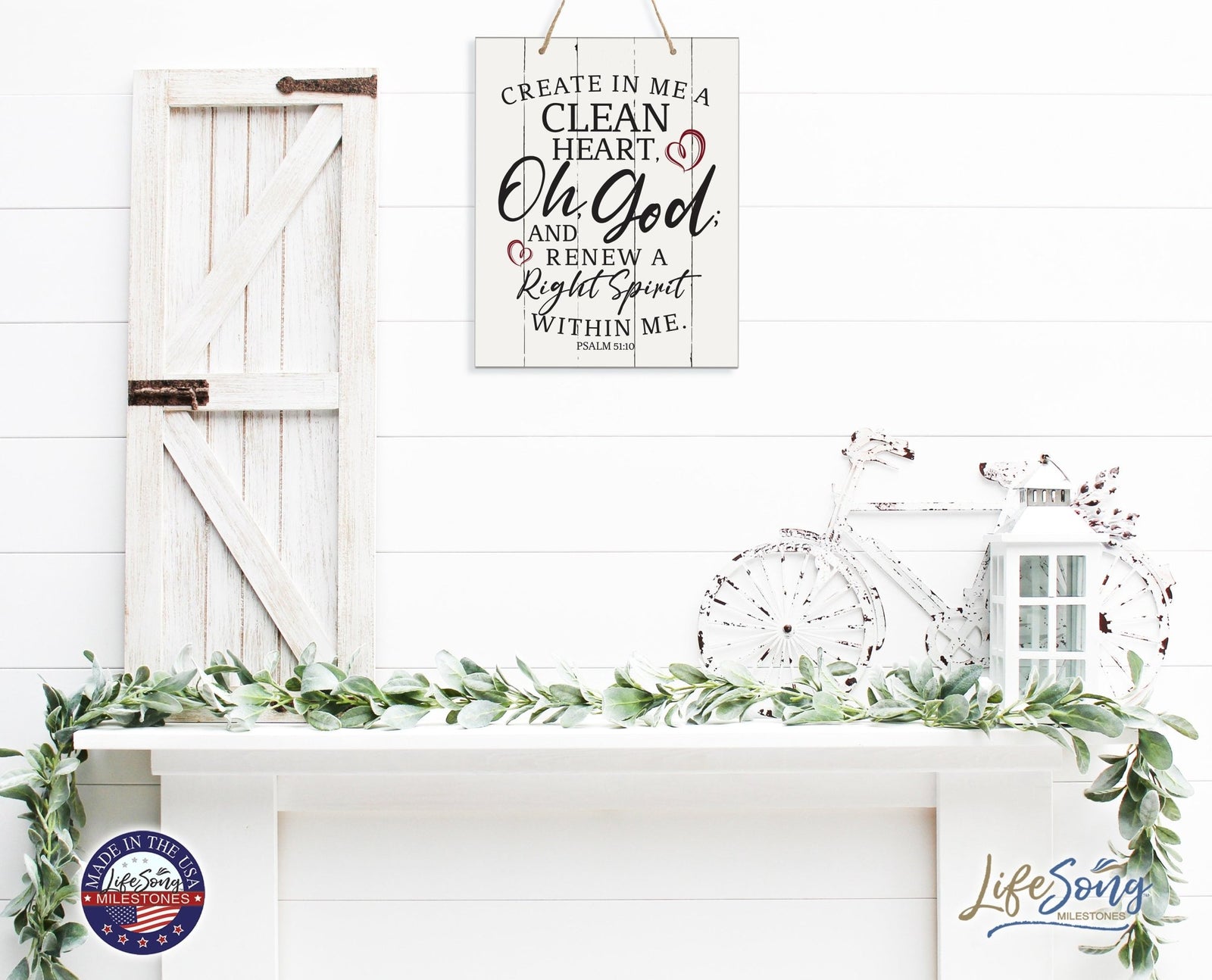 Modern Wooden Horizontal/Vertical Wall Hanging Rope Sign 12x15 - Bible Verse - LifeSong Milestones