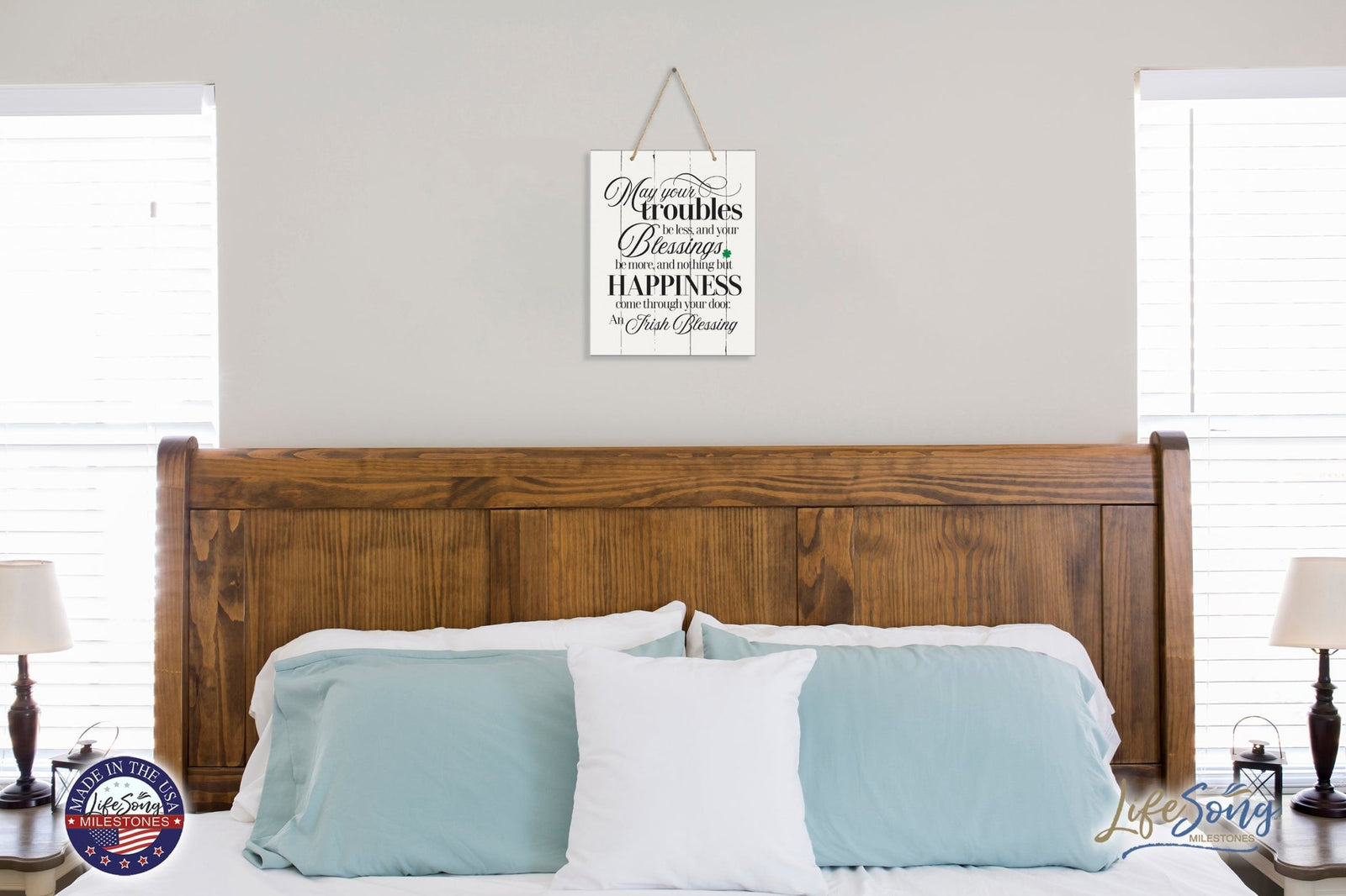 Modern Wooden Horizontal/Vertical Wall Hanging Rope Sign 12x15 - Bible Verse - LifeSong Milestones